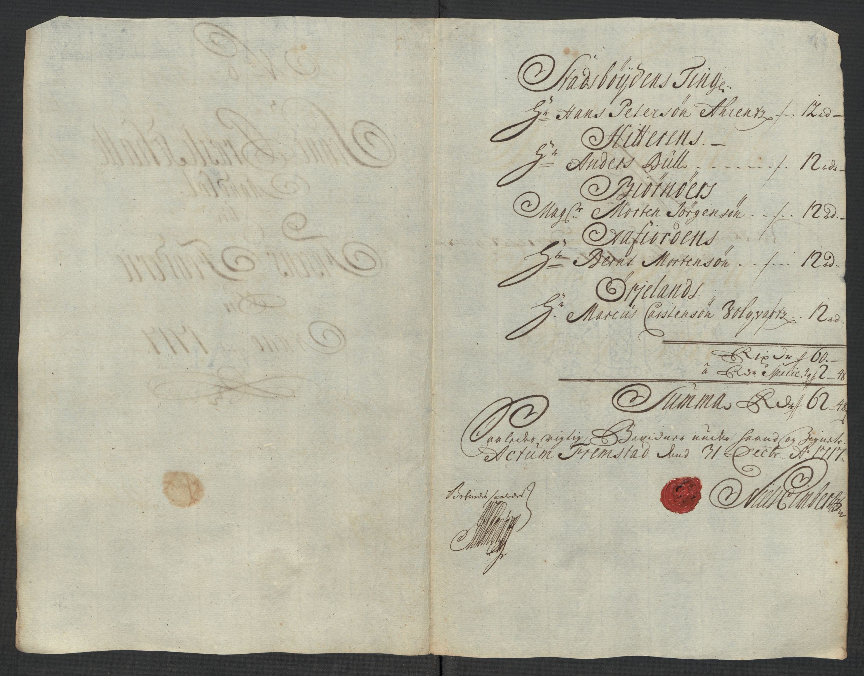 Rentekammeret inntil 1814, Reviderte regnskaper, Fogderegnskap, AV/RA-EA-4092/R57/L3865: Fogderegnskap Fosen, 1717, s. 97