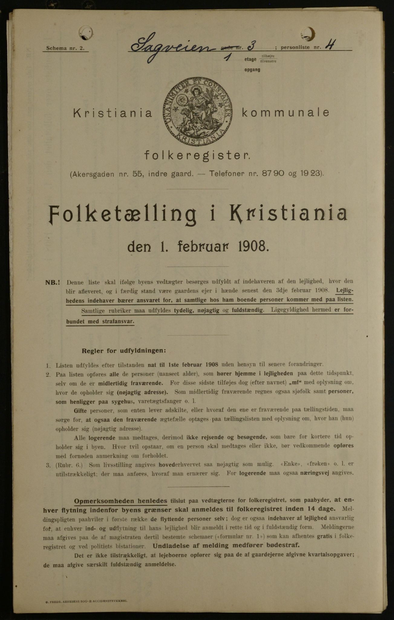 OBA, Kommunal folketelling 1.2.1908 for Kristiania kjøpstad, 1908, s. 77890