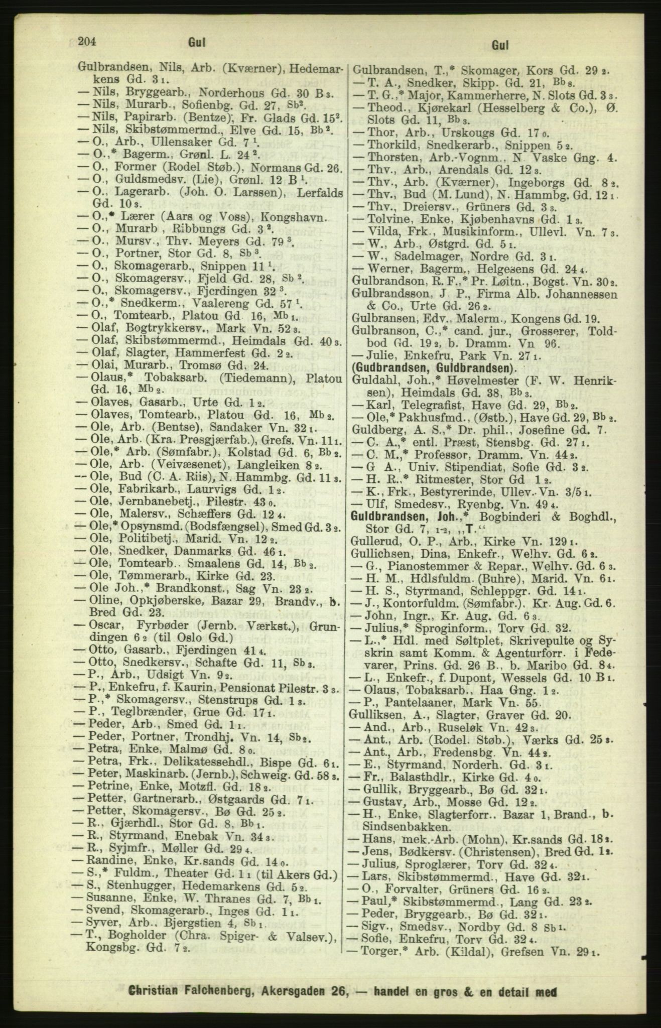 Kristiania/Oslo adressebok, PUBL/-, 1886, s. 204