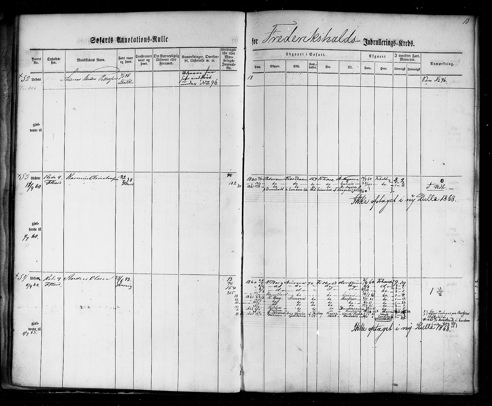 Halden mønstringskontor, AV/SAO-A-10569a/F/Fc/Fca/L0001: Annotasjonsrulle, 1860-1868, s. 20