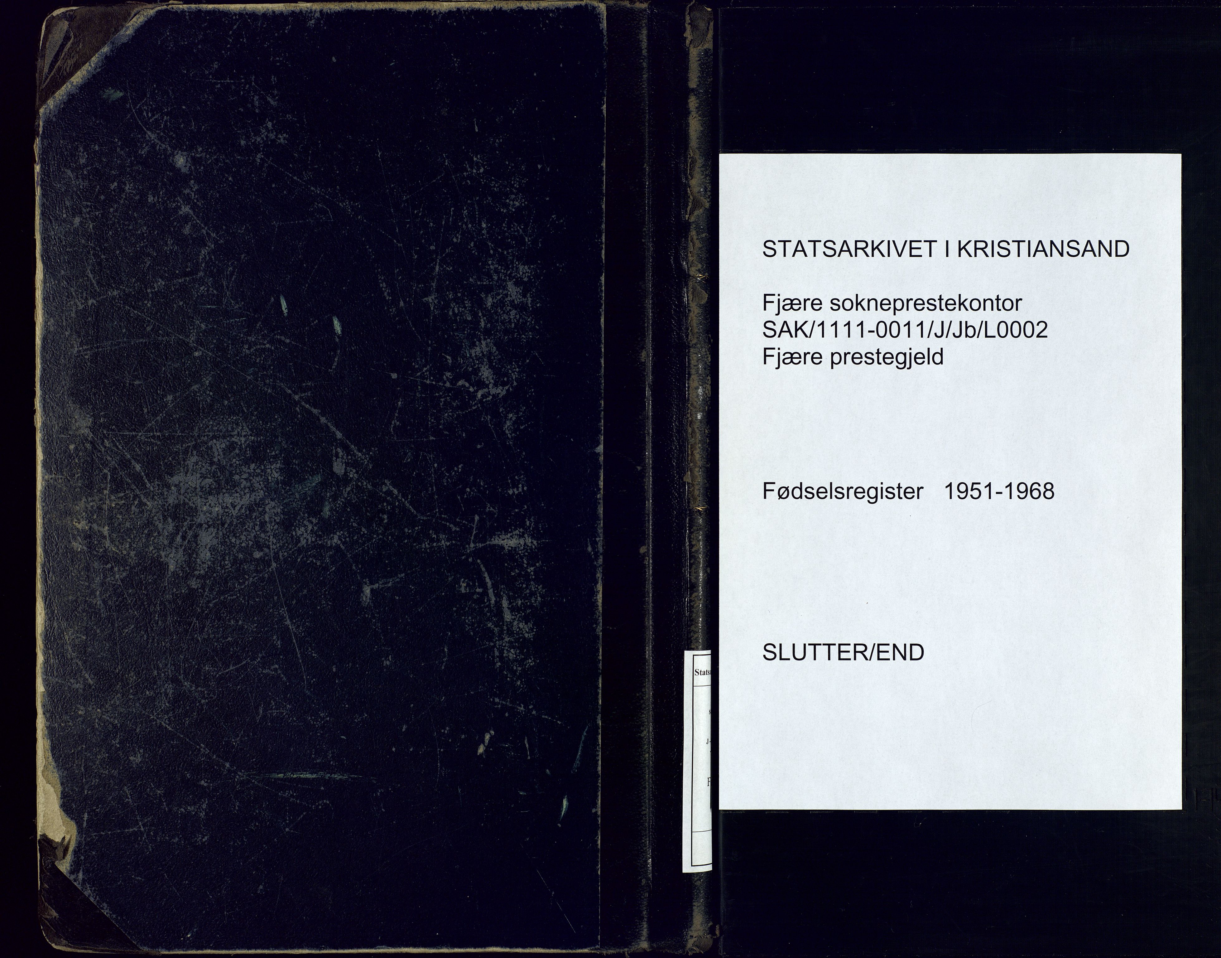 Fjære sokneprestkontor, SAK/1111-0011/J/Jb/L0002: Fødselsregister nr. 2, 1951-1968