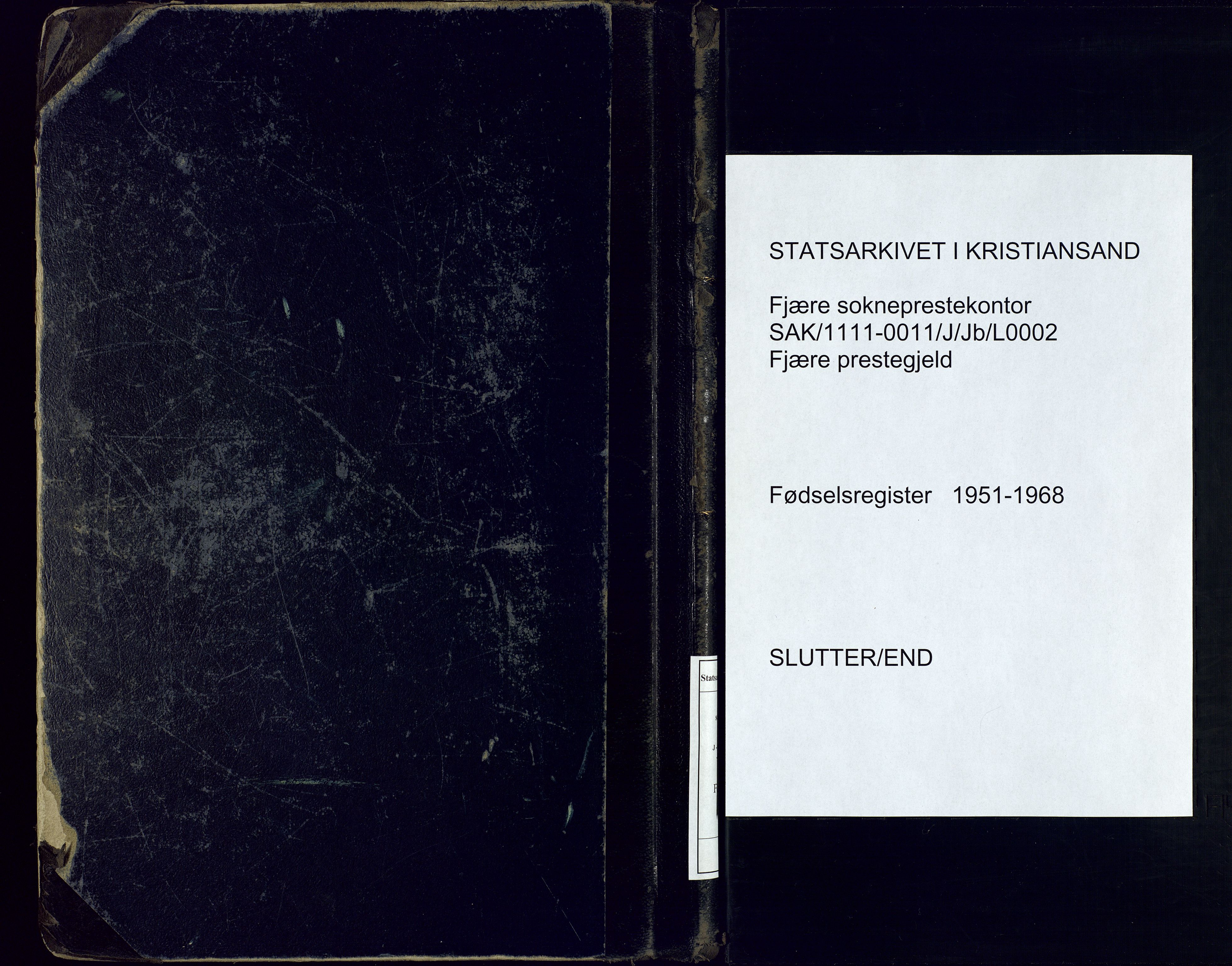 Fjære sokneprestkontor, AV/SAK-1111-0011/J/Jb/L0002: Fødselsregister nr. 2, 1951-1968