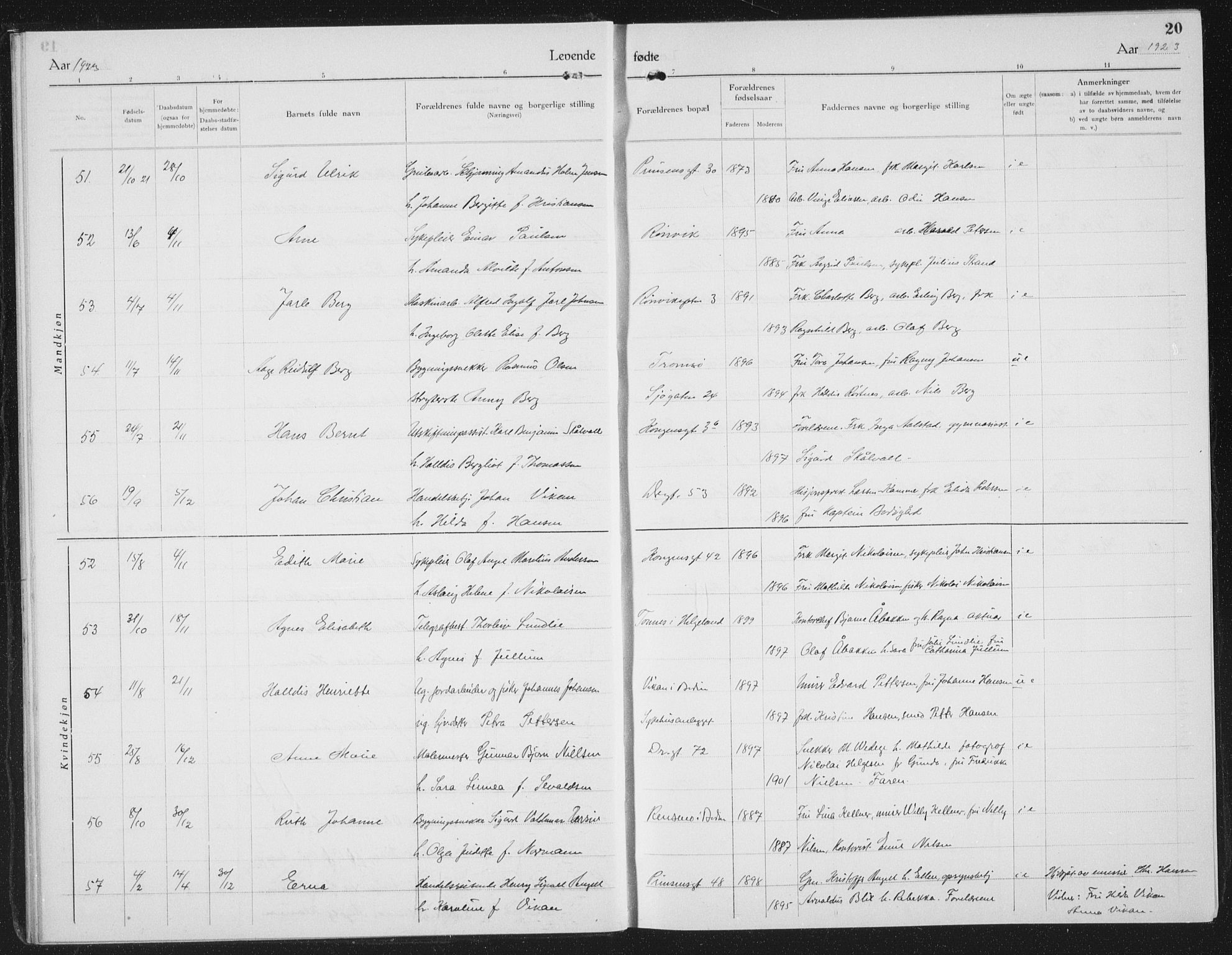 Ministerialprotokoller, klokkerbøker og fødselsregistre - Nordland, AV/SAT-A-1459/801/L0037: Klokkerbok nr. 801C12, 1921-1937, s. 20