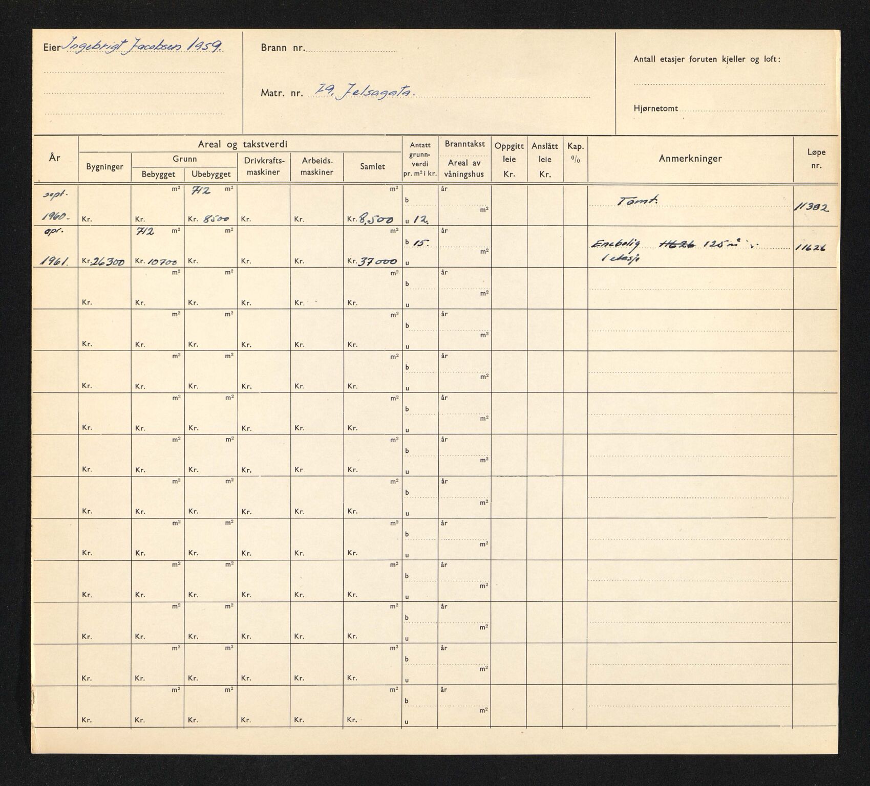 Stavanger kommune. Skattetakstvesenet, BYST/A-0440/F/Fa/Faa/L0020/0007: Skattetakstkort / Jelsagata 77 -103