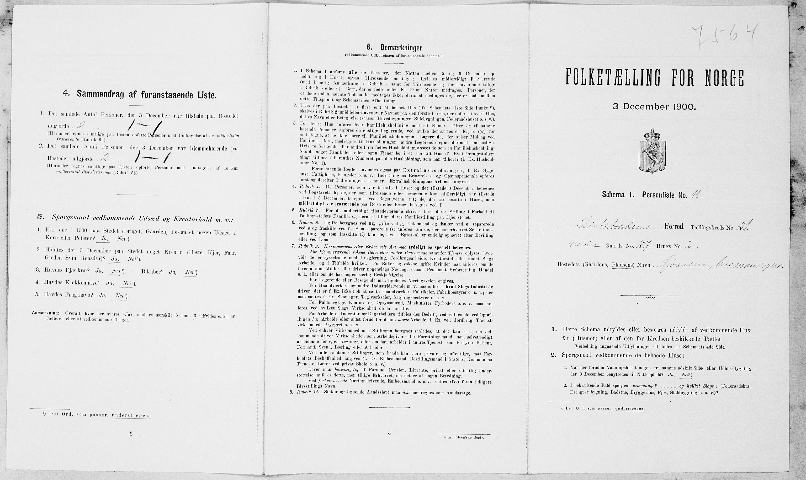 SAT, Folketelling 1900 for 1727 Beitstad herred, 1900, s. 1454