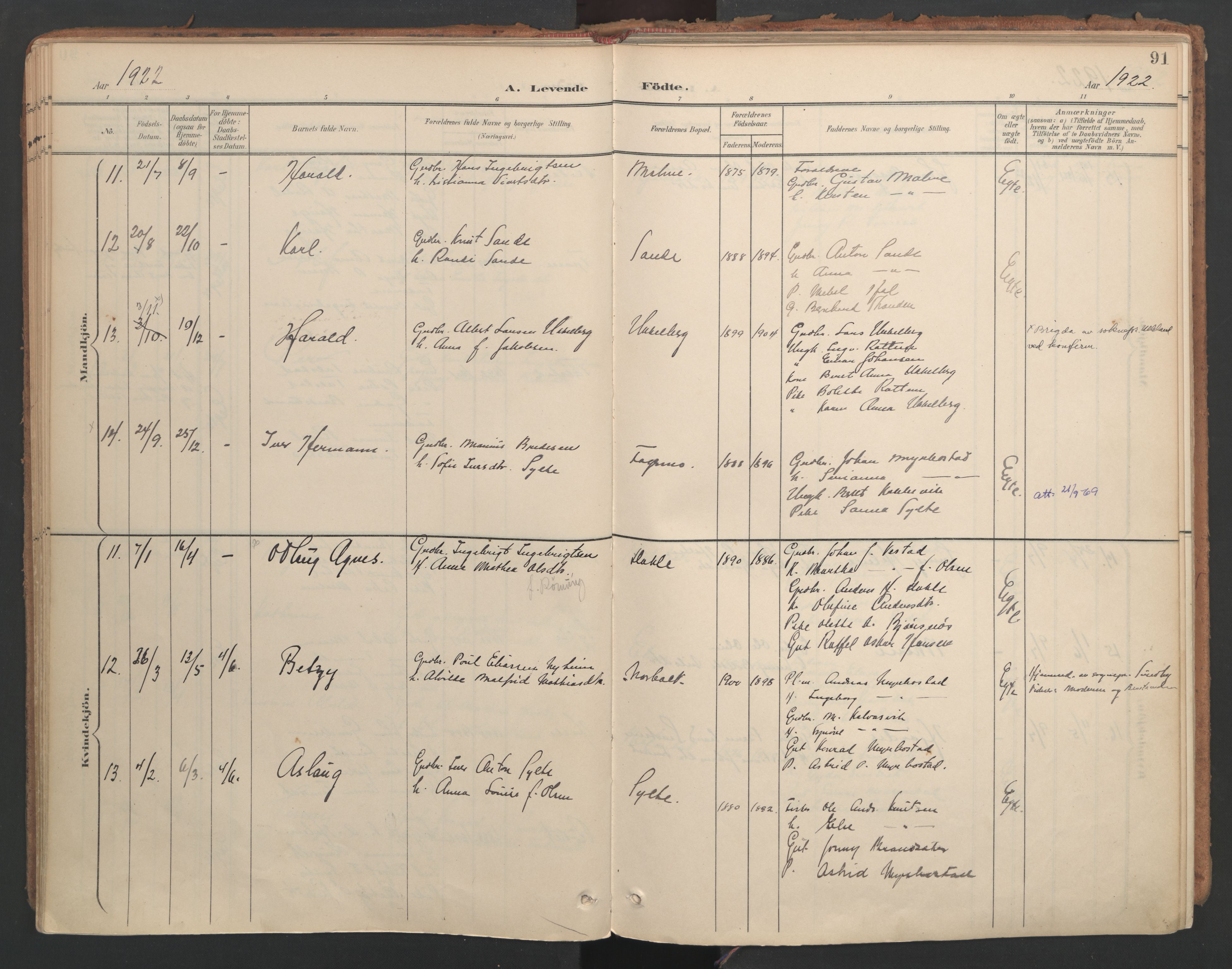 Ministerialprotokoller, klokkerbøker og fødselsregistre - Møre og Romsdal, AV/SAT-A-1454/564/L0741: Ministerialbok nr. 564A02, 1900-1976, s. 91