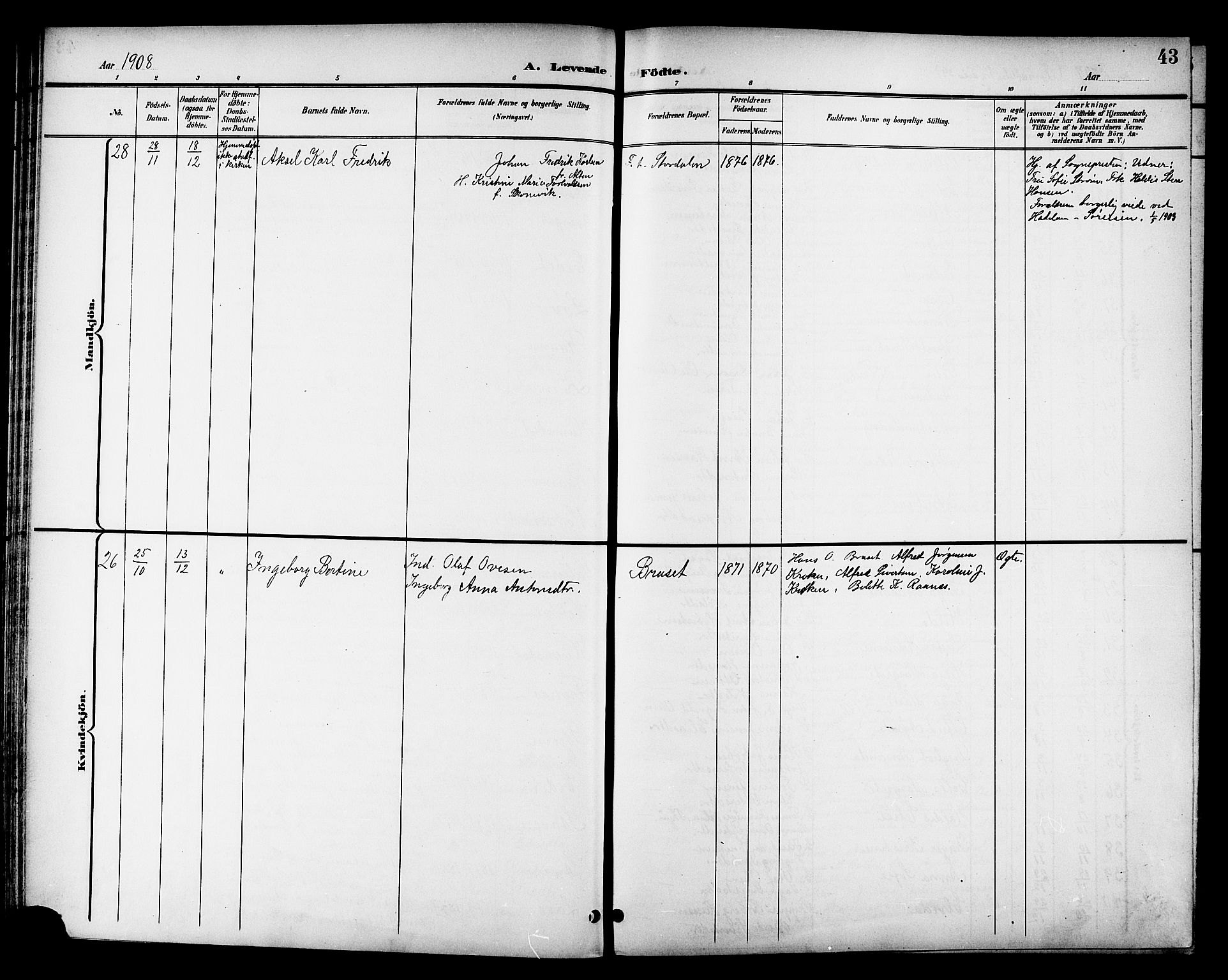 Ministerialprotokoller, klokkerbøker og fødselsregistre - Sør-Trøndelag, SAT/A-1456/655/L0688: Klokkerbok nr. 655C04, 1899-1922, s. 43