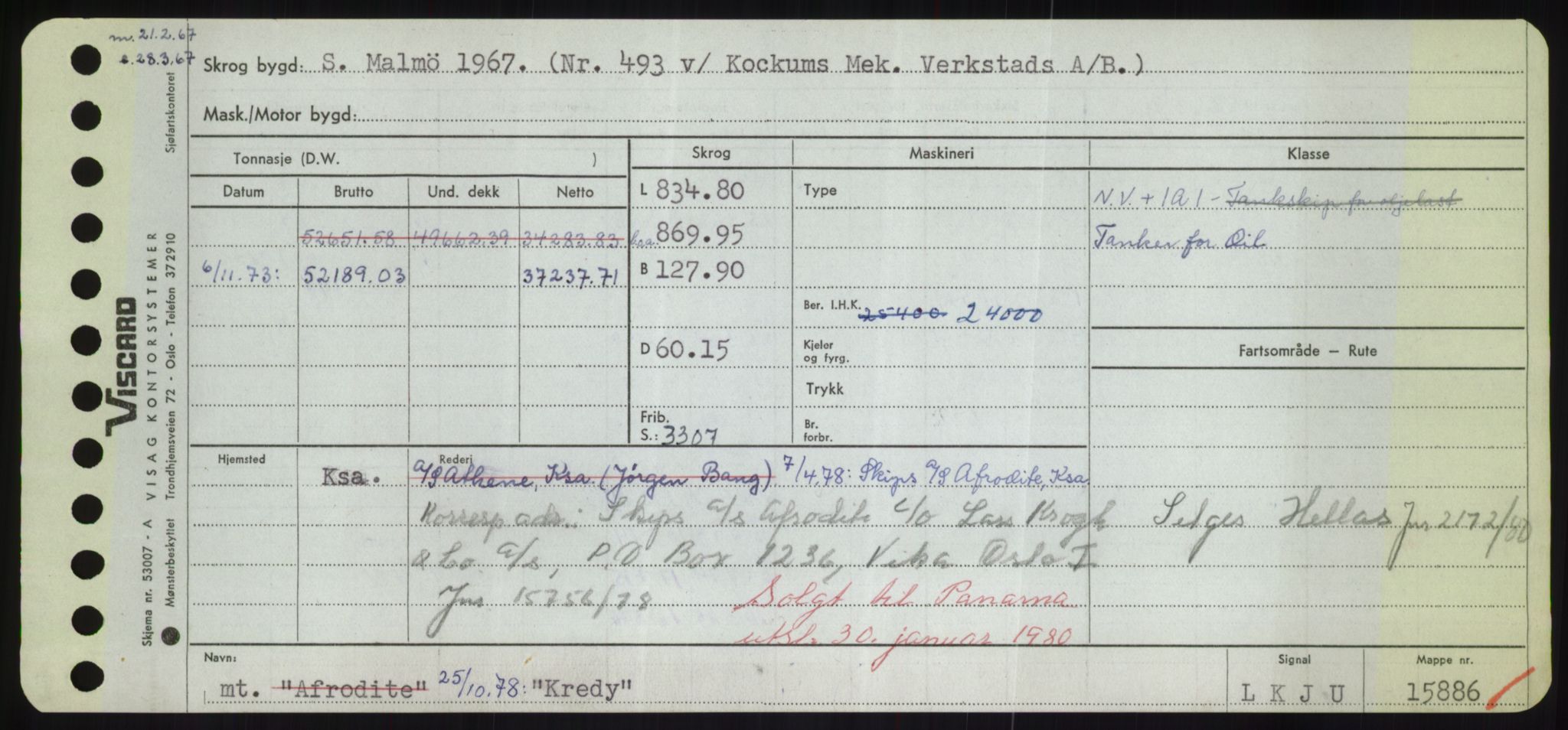 Sjøfartsdirektoratet med forløpere, Skipsmålingen, AV/RA-S-1627/H/Hd/L0021: Fartøy, Kor-Kår, s. 147