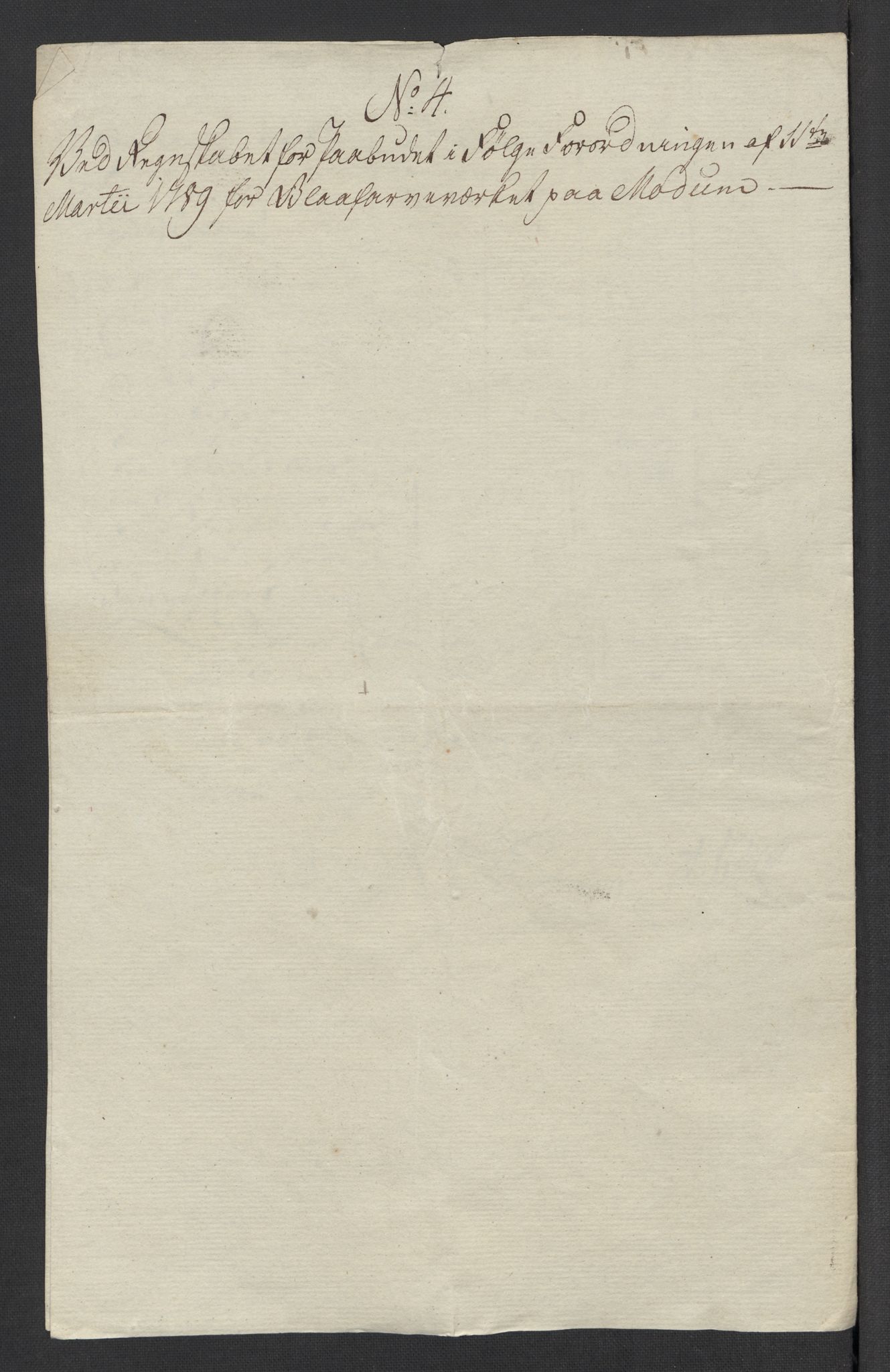 Rentekammeret inntil 1814, Reviderte regnskaper, Mindre regnskaper, AV/RA-EA-4068/Rf/Rfe/L0024: Modum Blåfarvevverk, Molde, Moss, 1789, s. 7