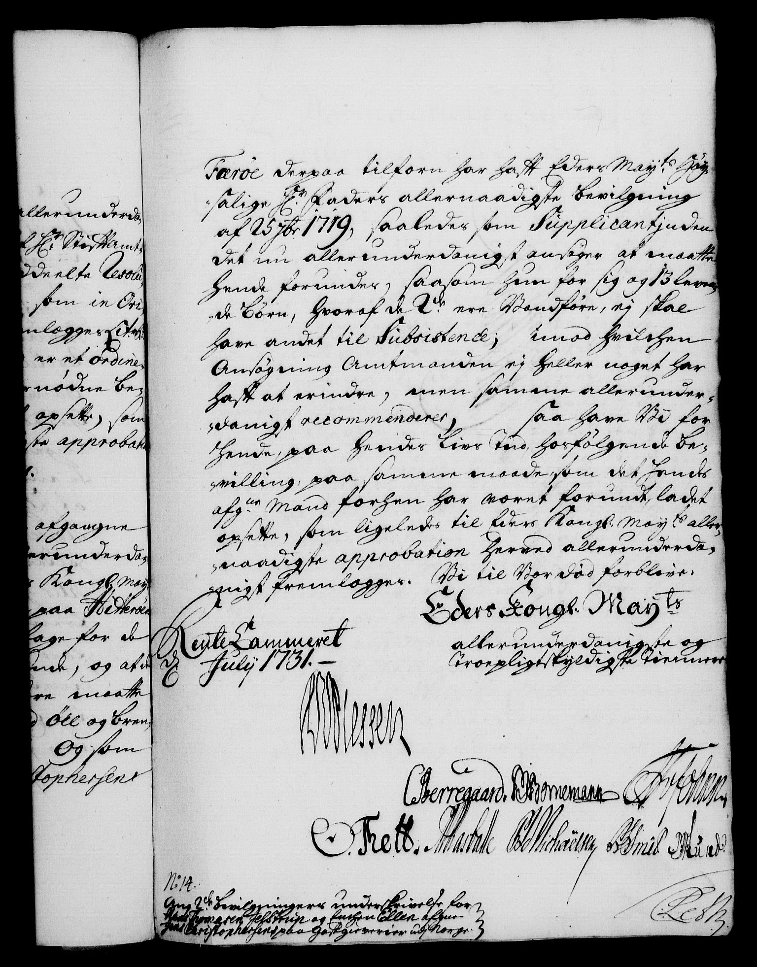 Rentekammeret, Kammerkanselliet, RA/EA-3111/G/Gf/Gfa/L0014: Norsk relasjons- og resolusjonsprotokoll (merket RK 52.14), 1731, s. 254