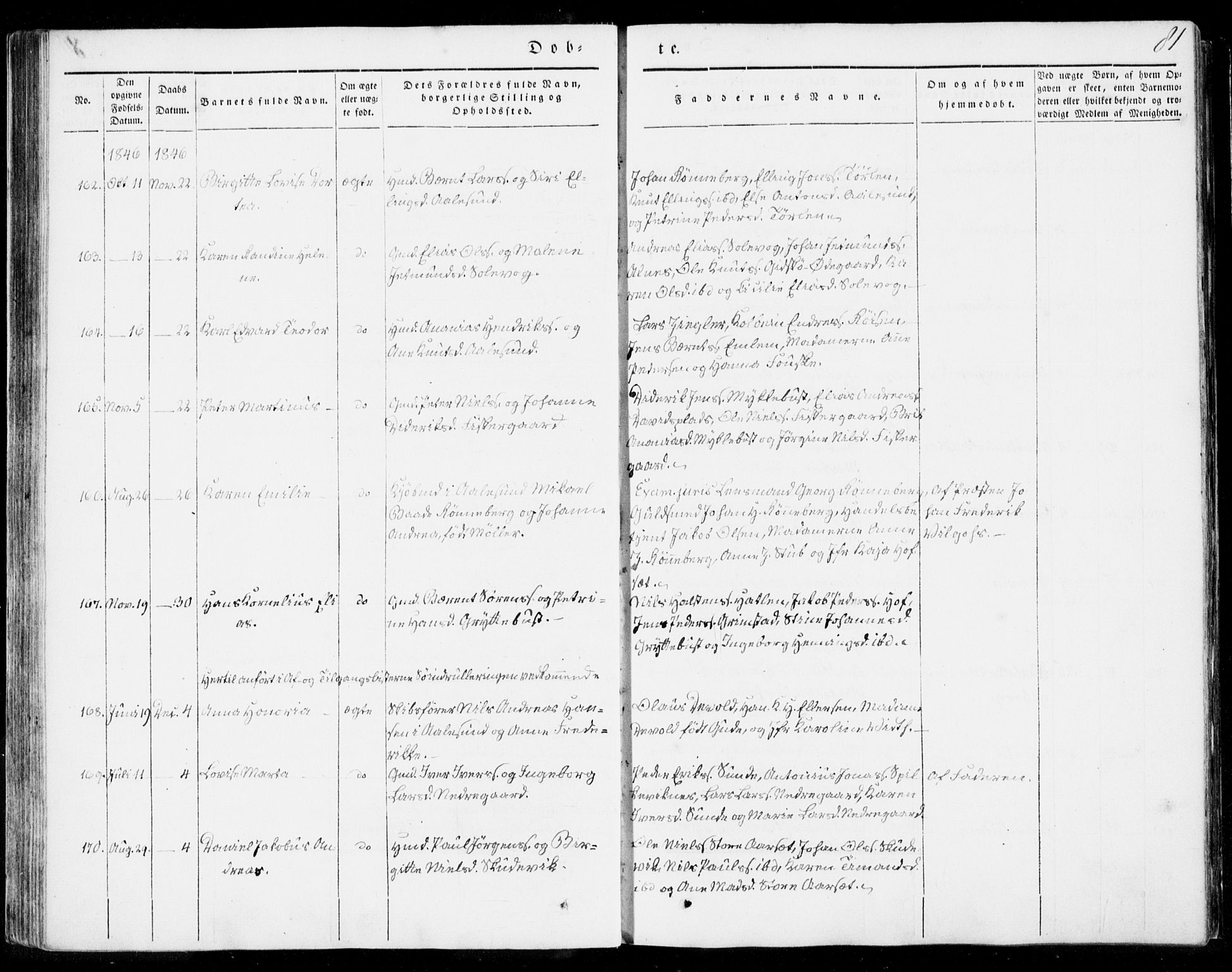 Ministerialprotokoller, klokkerbøker og fødselsregistre - Møre og Romsdal, AV/SAT-A-1454/528/L0396: Ministerialbok nr. 528A07, 1839-1847, s. 81