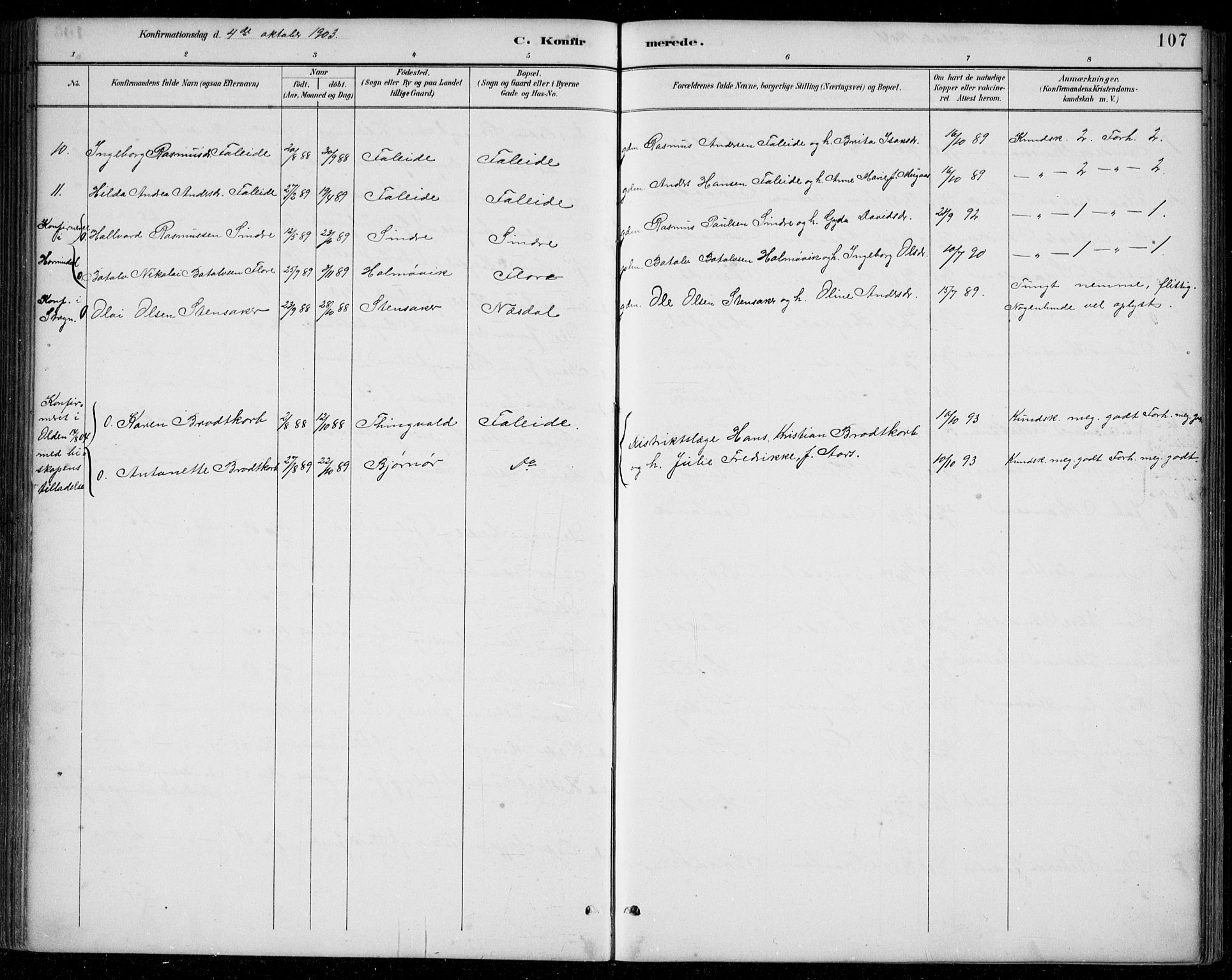 Innvik sokneprestembete, AV/SAB-A-80501: Klokkerbok nr. A 3, 1886-1912, s. 107