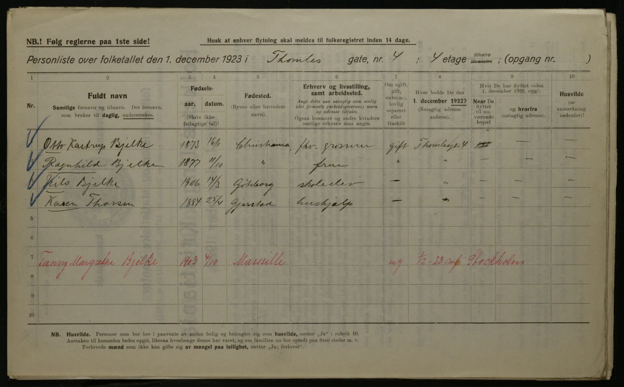 OBA, Kommunal folketelling 1.12.1923 for Kristiania, 1923, s. 120950