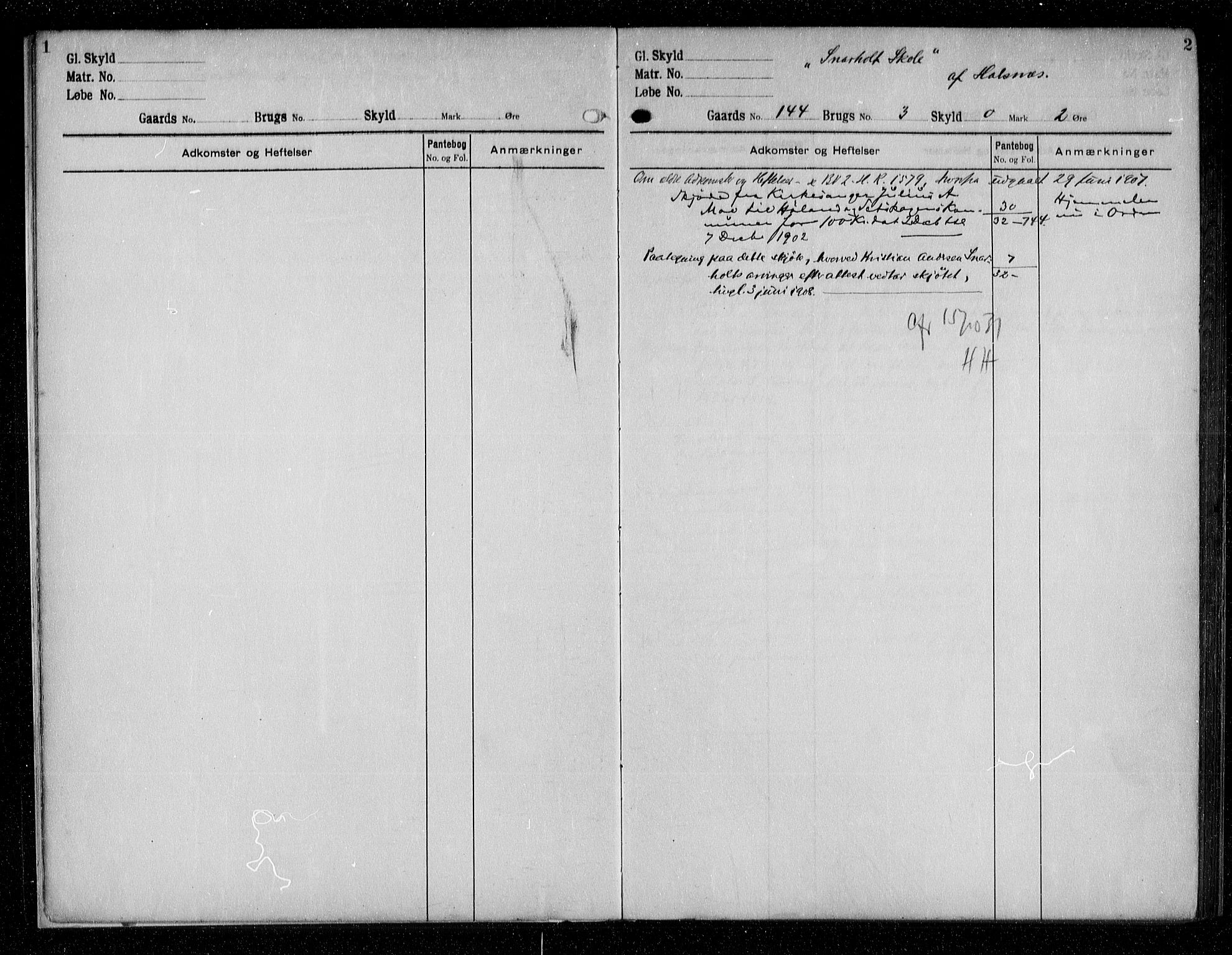 Nes tingrett, SAO/A-10548/G/Ga/Gab/Gaba/L0017: Panteregister nr. I 17, s. 1-2