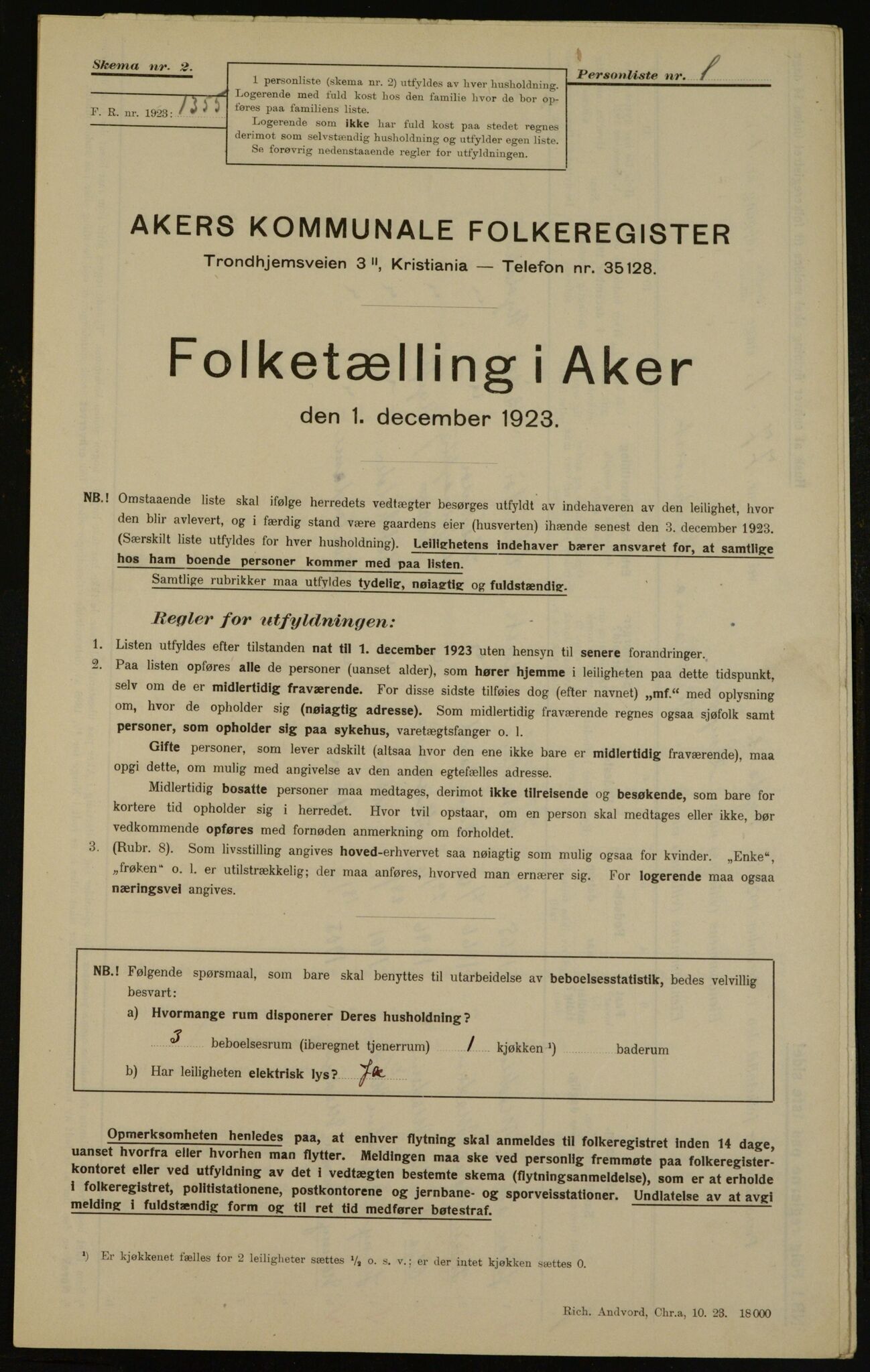 , Kommunal folketelling 1.12.1923 for Aker, 1923, s. 16327