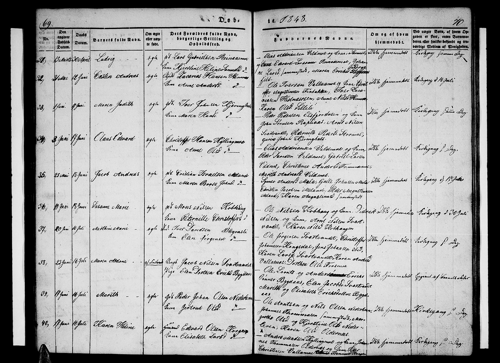 Ministerialprotokoller, klokkerbøker og fødselsregistre - Nordland, AV/SAT-A-1459/825/L0364: Klokkerbok nr. 825C01, 1841-1863, s. 69-70