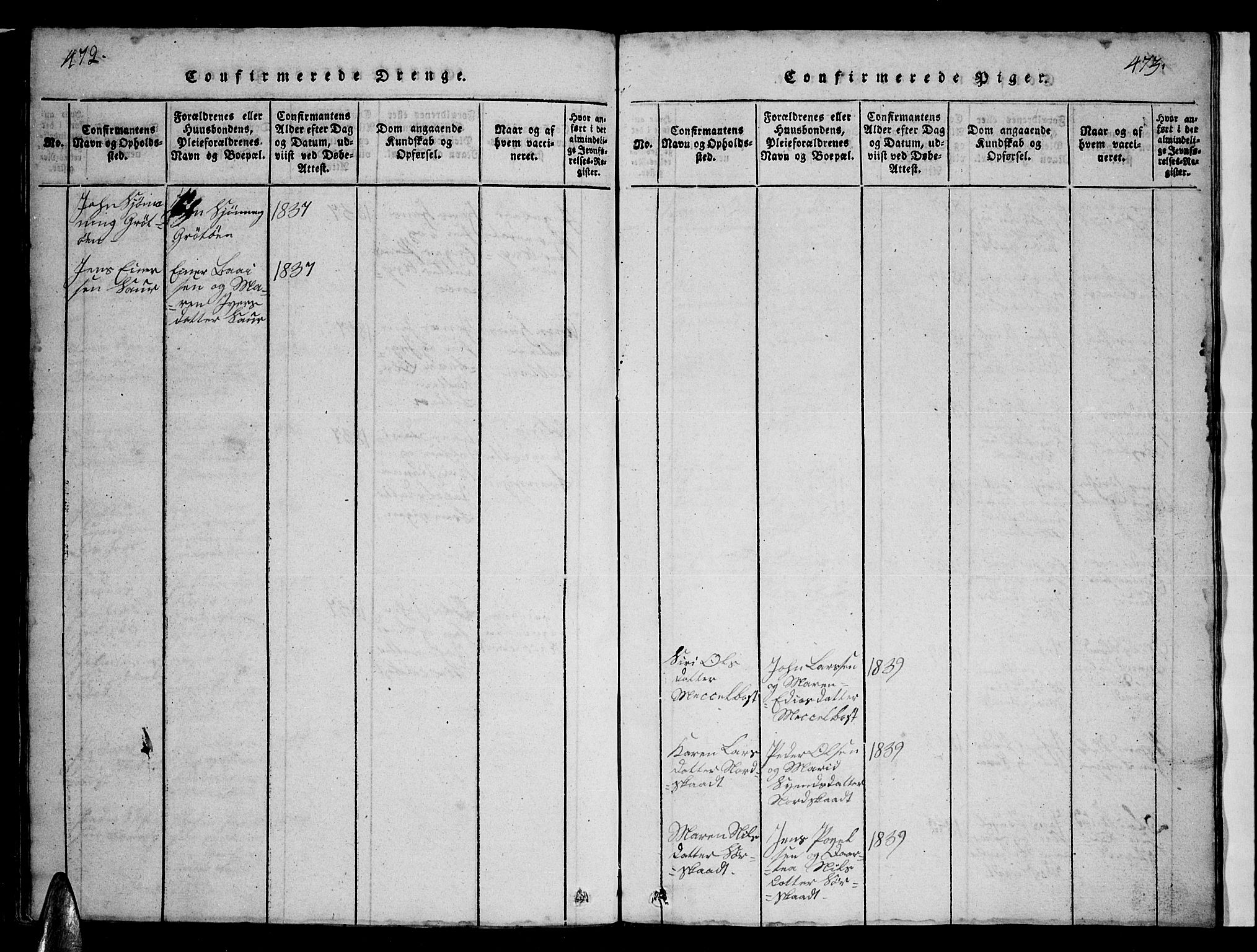 Ministerialprotokoller, klokkerbøker og fødselsregistre - Nordland, AV/SAT-A-1459/857/L0826: Klokkerbok nr. 857C01, 1821-1852, s. 472-473