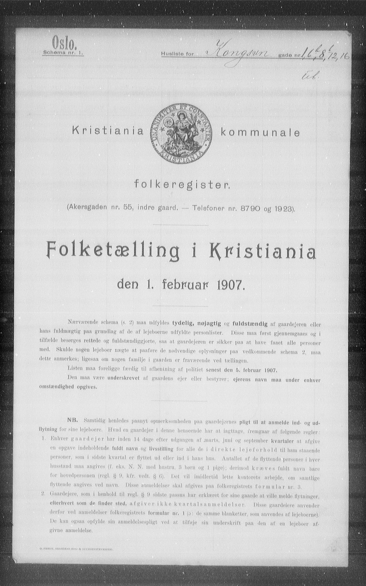 OBA, Kommunal folketelling 1.2.1907 for Kristiania kjøpstad, 1907, s. 26993
