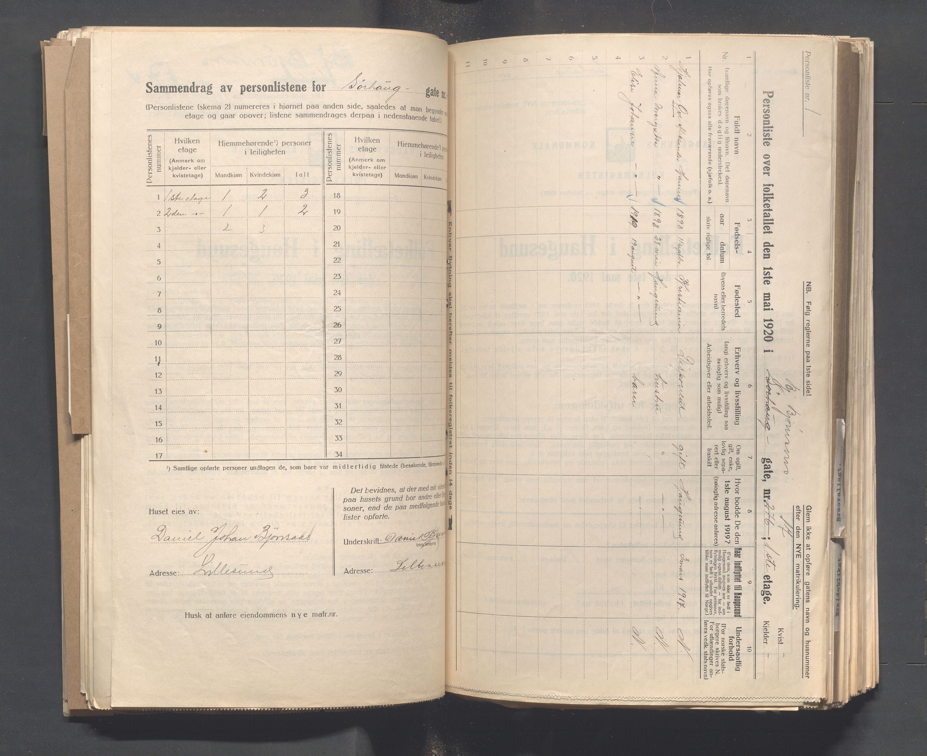 IKAR, Kommunal folketelling 1.5.1920 for Haugesund, 1920, s. 159