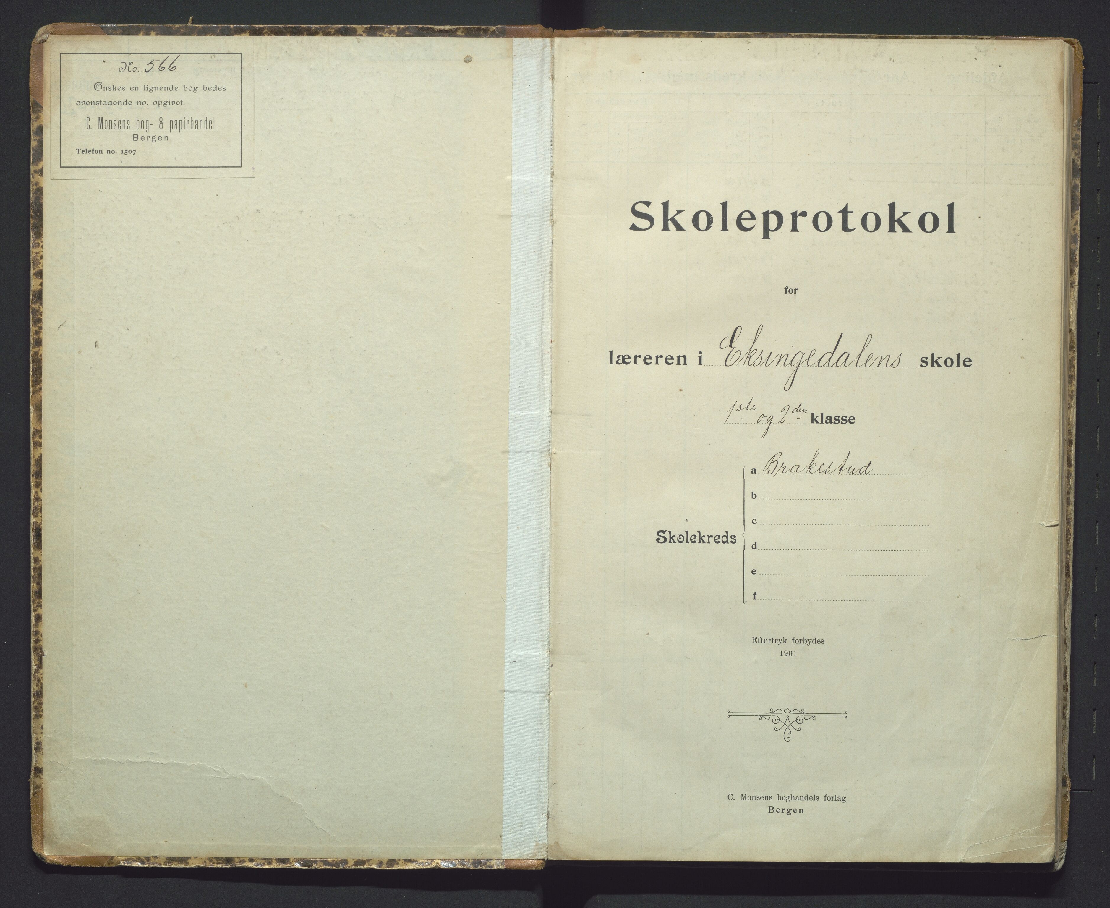 Vaksdal kommune. Barneskulane, IKAH/1251b-231/F/Fa/L0004: Karakterprotokoll for Eksingedalen skule, Brakestad krins, 1902-1964