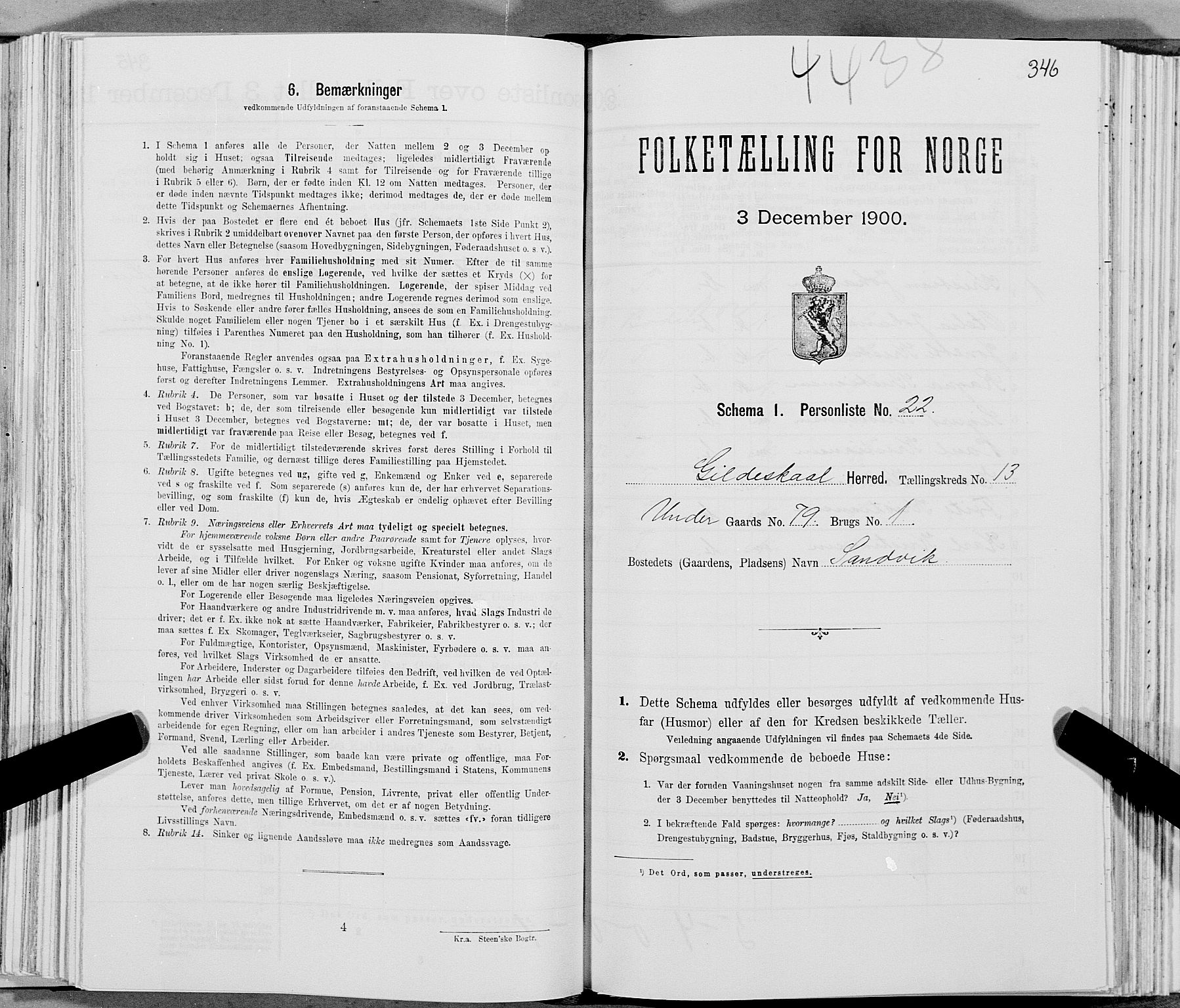 SAT, Folketelling 1900 for 1838 Gildeskål herred, 1900, s. 1329