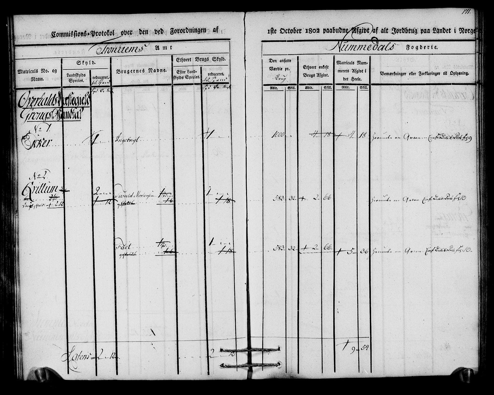 Rentekammeret inntil 1814, Realistisk ordnet avdeling, RA/EA-4070/N/Ne/Nea/L0154: Namdalen fogderi. Kommisjonsprotokoll, 1803, s. 172