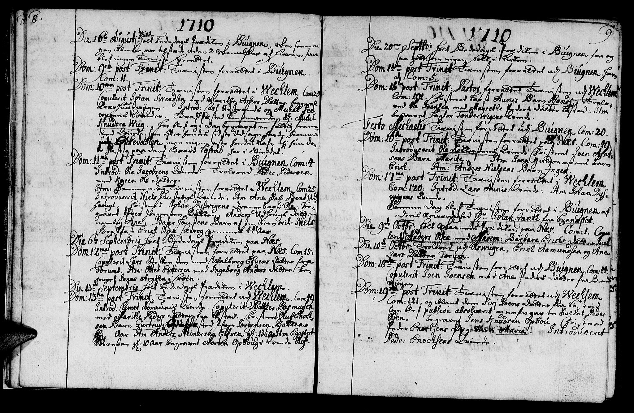 Ministerialprotokoller, klokkerbøker og fødselsregistre - Sør-Trøndelag, SAT/A-1456/659/L0731: Ministerialbok nr. 659A01, 1709-1731, s. 8-9