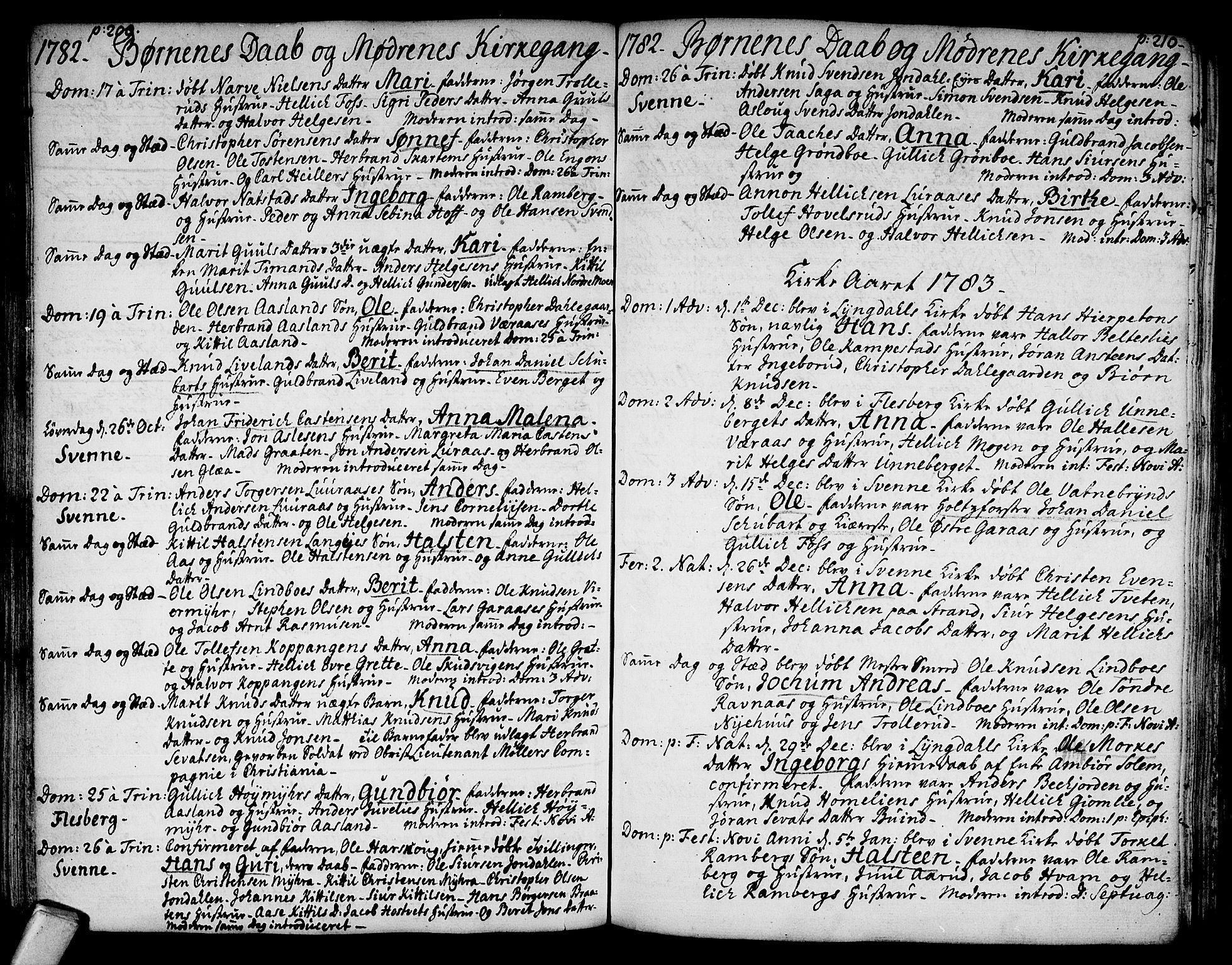 Flesberg kirkebøker, SAKO/A-18/F/Fa/L0003: Ministerialbok nr. I 3, 1748-1790, s. 209-210