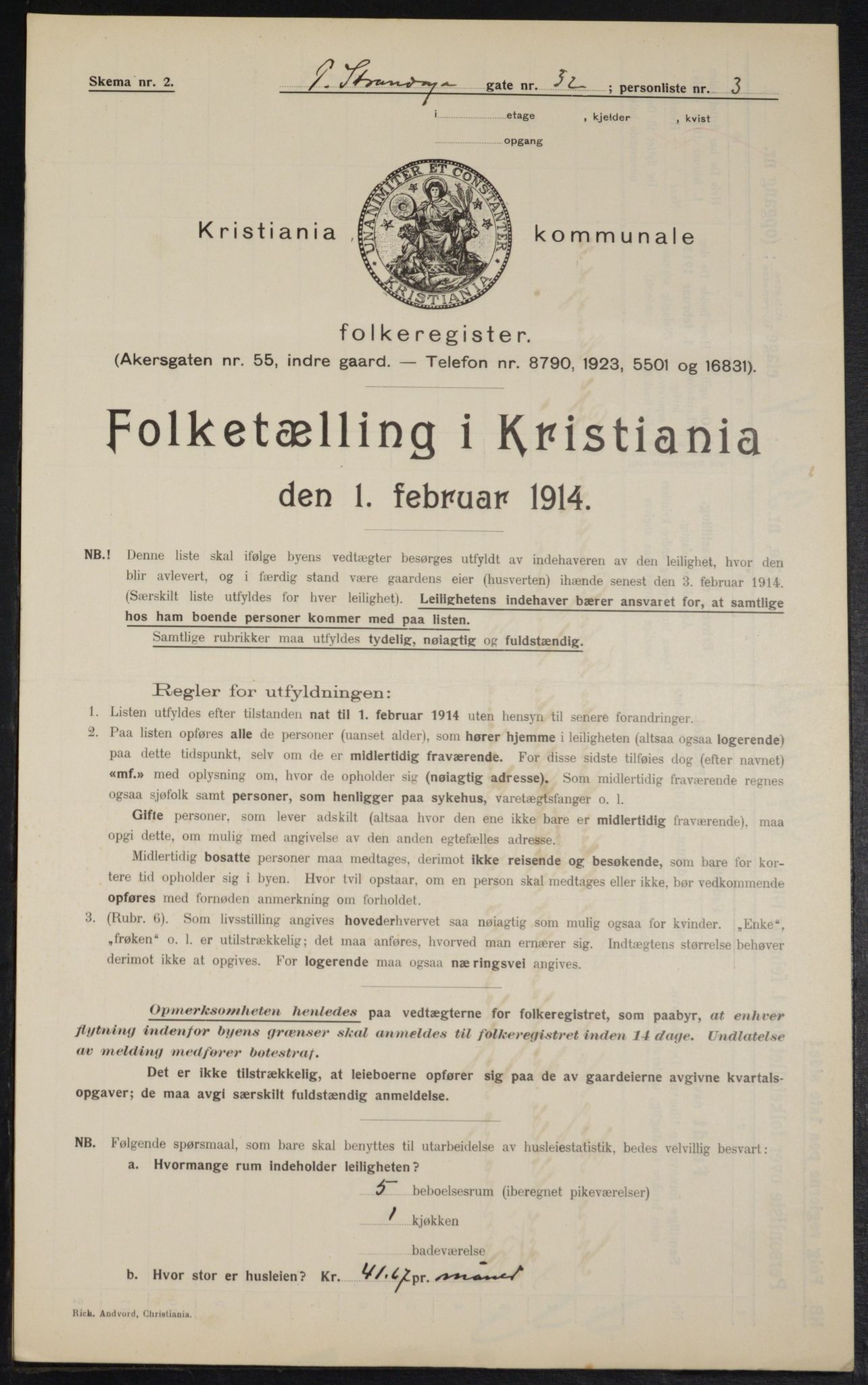 OBA, Kommunal folketelling 1.2.1914 for Kristiania, 1914, s. 104615