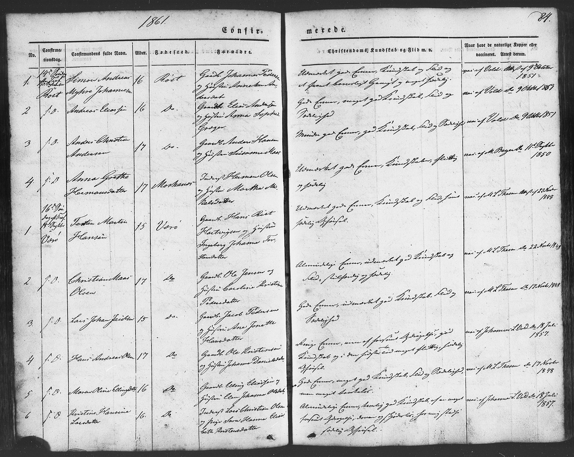 Ministerialprotokoller, klokkerbøker og fødselsregistre - Nordland, SAT/A-1459/807/L0121: Ministerialbok nr. 807A04, 1846-1879, s. 84