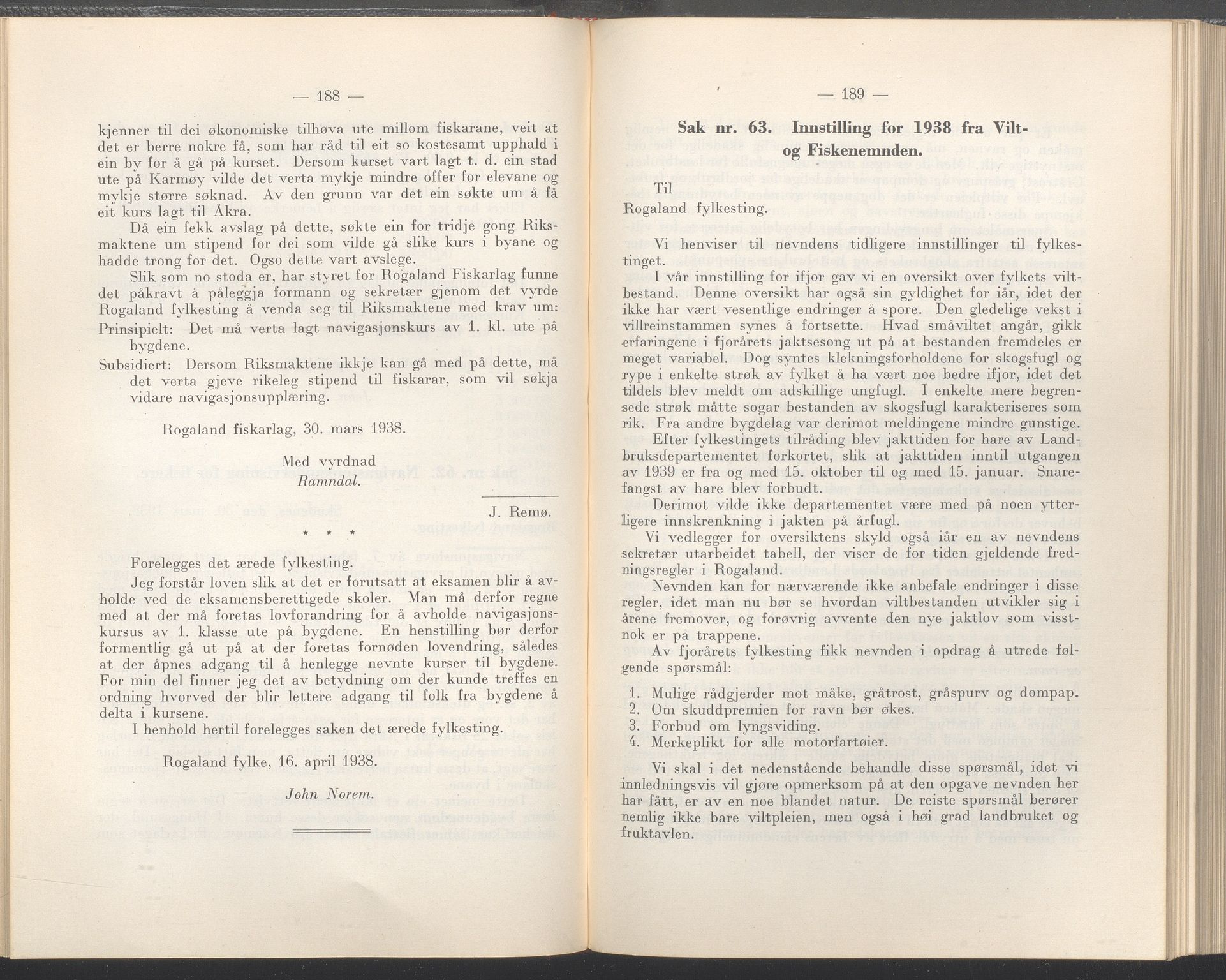 Rogaland fylkeskommune - Fylkesrådmannen , IKAR/A-900/A/Aa/Aaa/L0057: Møtebok , 1938, s. 188-189