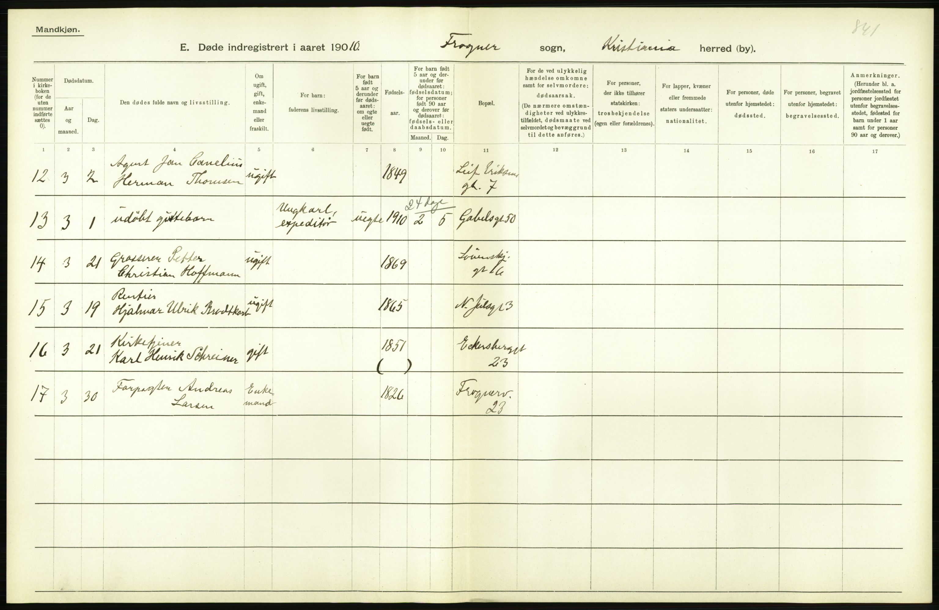 Statistisk sentralbyrå, Sosiodemografiske emner, Befolkning, AV/RA-S-2228/D/Df/Dfa/Dfah/L0008: Kristiania: Døde, 1910, s. 804