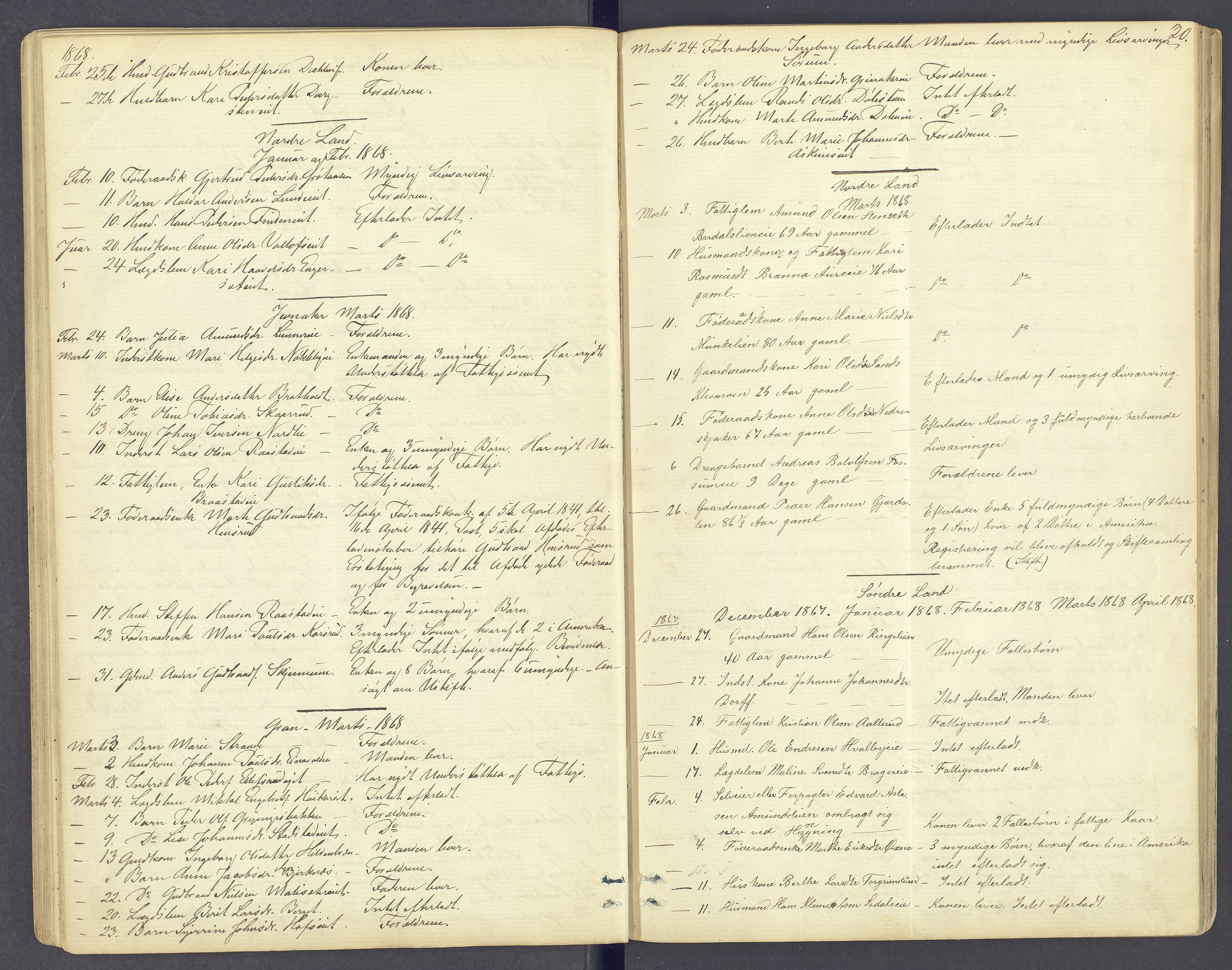 Hadeland og Land tingrett, AV/SAH-TING-010/J/Jg/L0004: Dødsfallsprotokoll, 1863-1876, s. 29b-30a