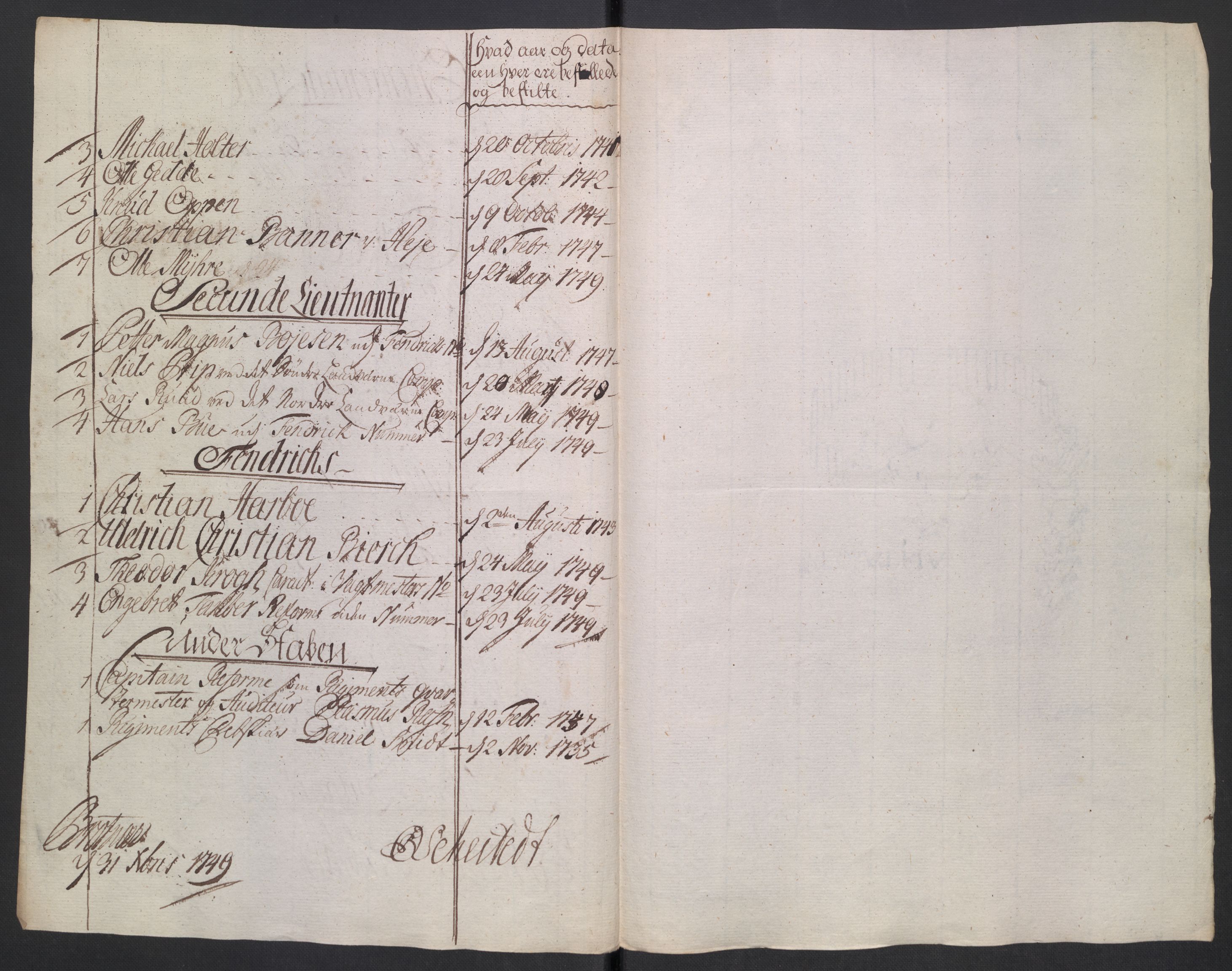Kommanderende general (KG I) med Det norske krigsdirektorium, AV/RA-EA-5419/D/L0265: 1. Sønnafjelske dragonregiment: Lister, 1717-1753, s. 363