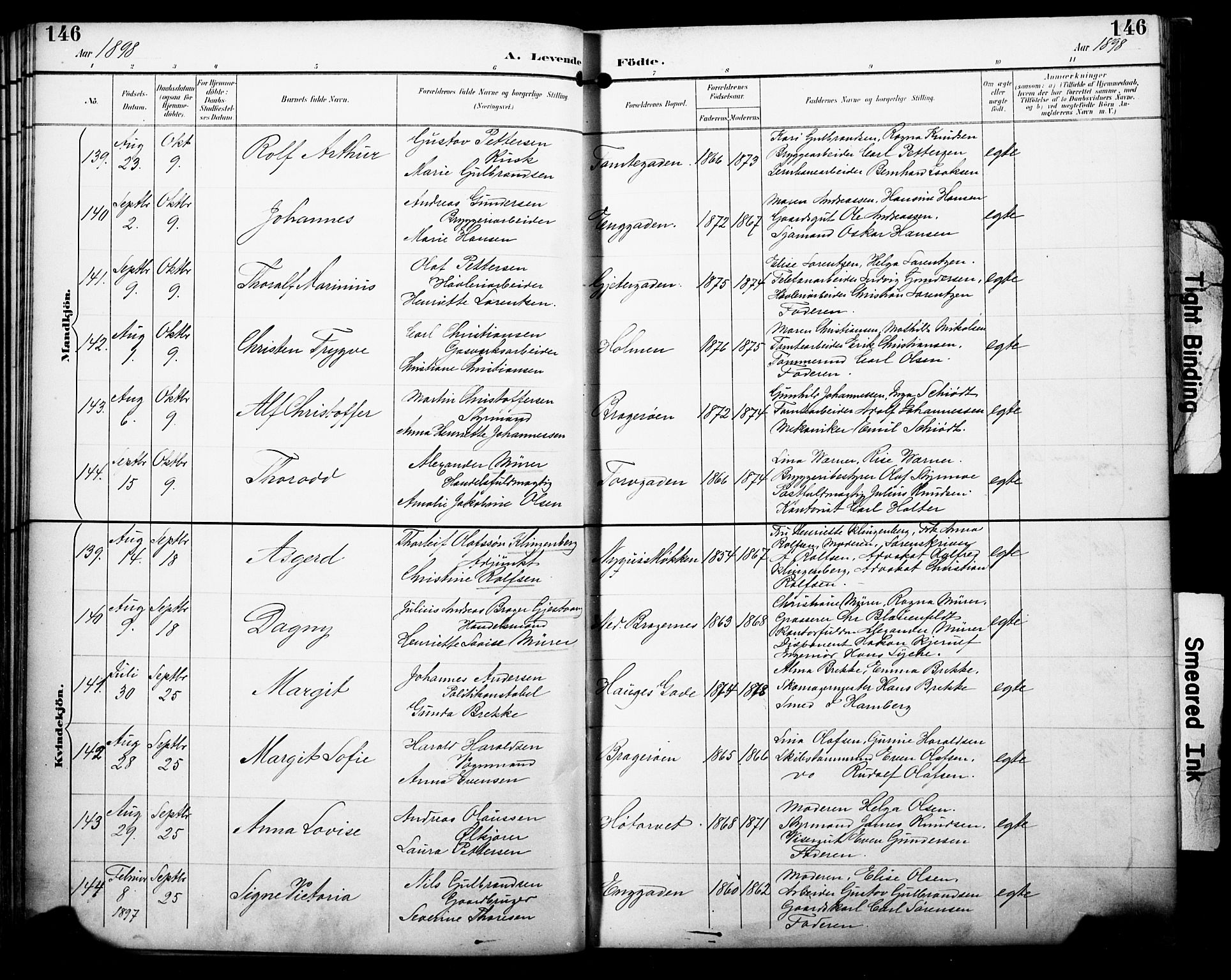 Bragernes kirkebøker, AV/SAKO-A-6/F/Fb/L0008: Ministerialbok nr. II 8, 1894-1902, s. 146