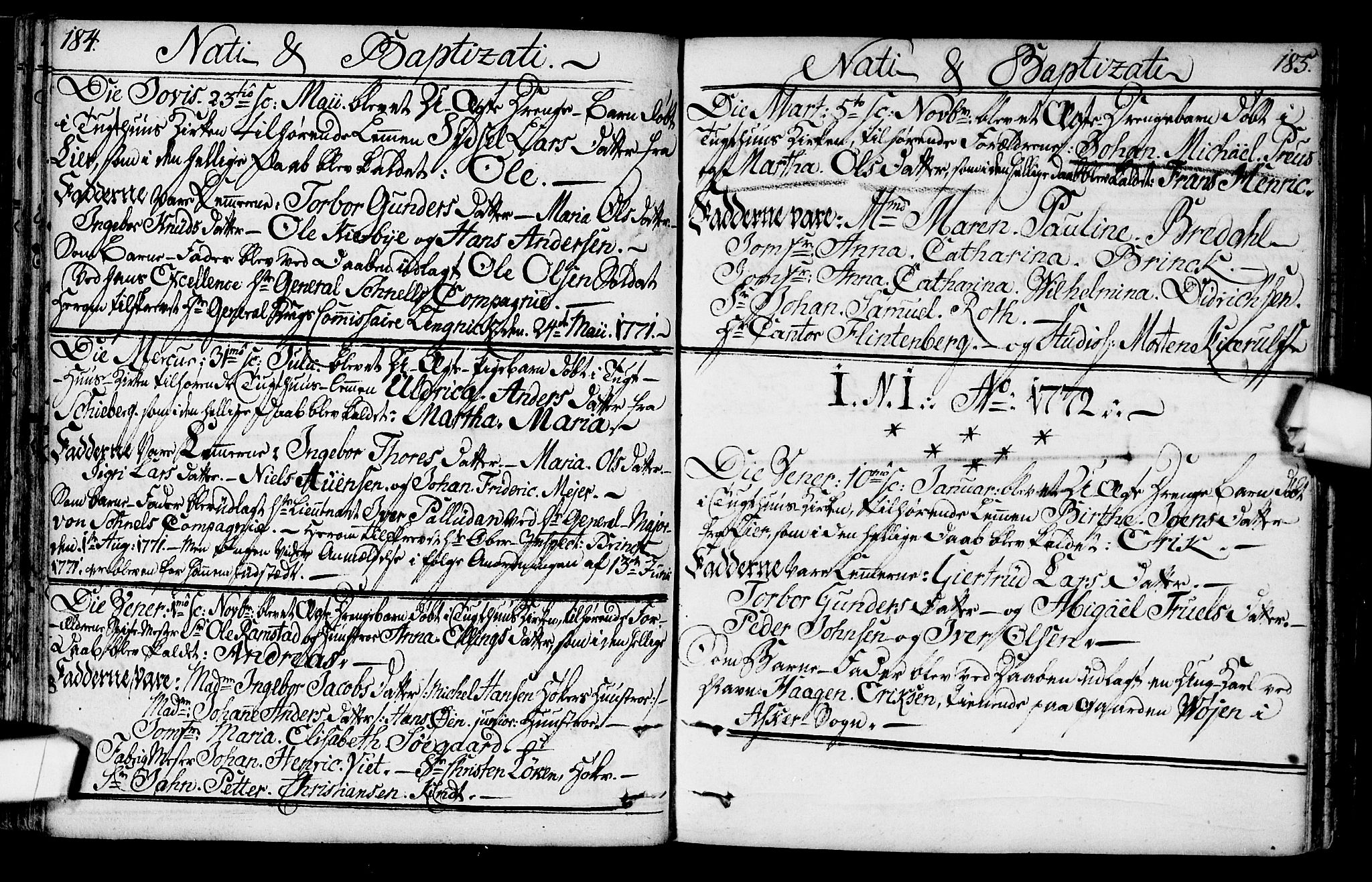 Kristiania tukthusprest Kirkebøker, AV/SAO-A-10881/F/Fa/L0001: Ministerialbok nr. 1, 1758-1828, s. 184-185