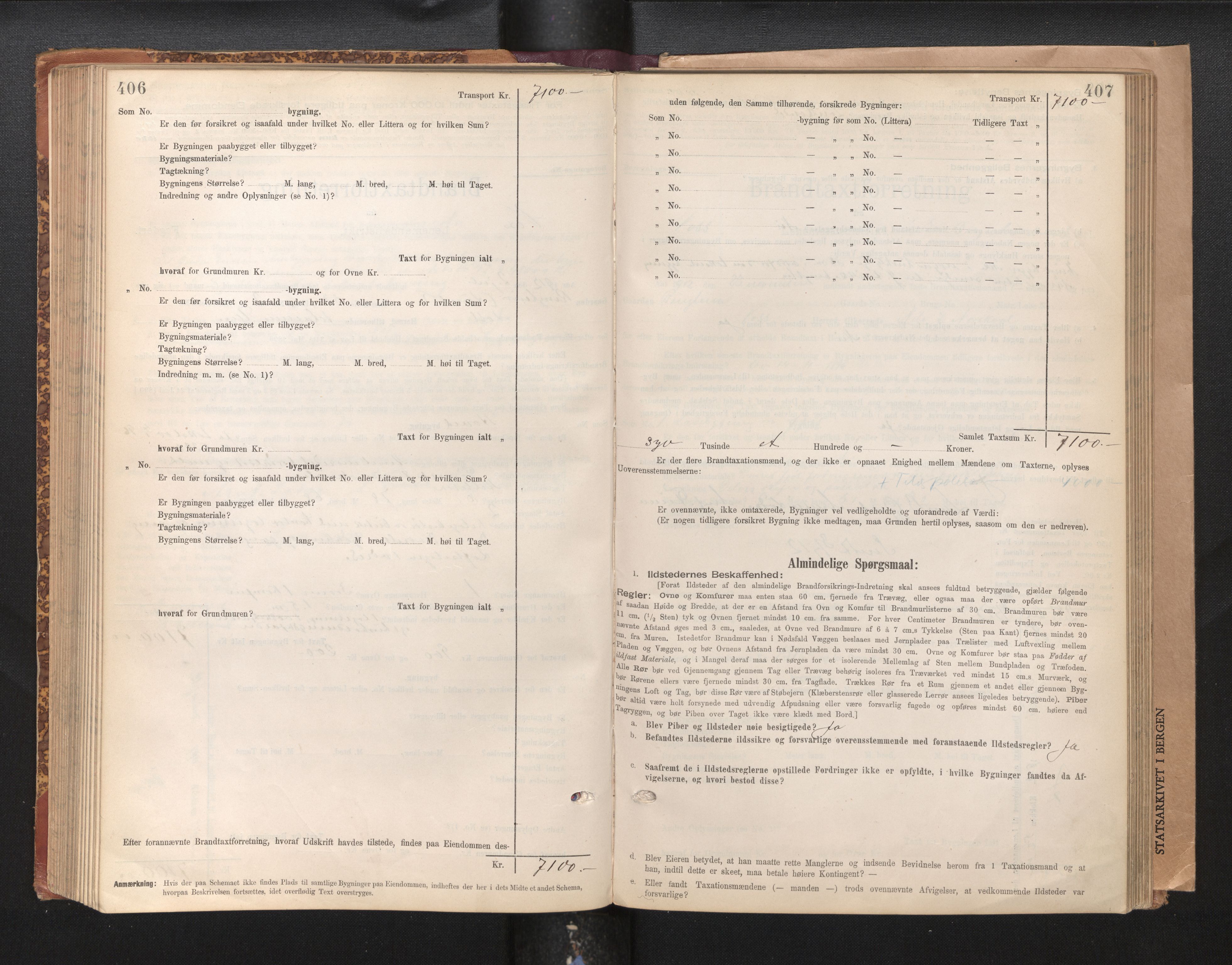 Lensmannen i Voss, SAB/A-35801/0012/L0008: Branntakstprotokoll, skjematakst, 1895-1945, s. 406-407