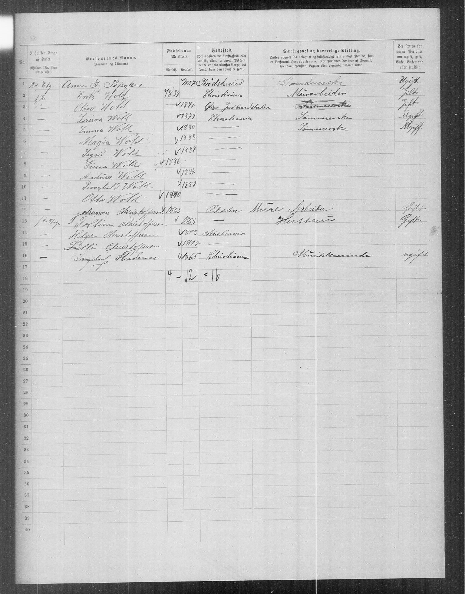 OBA, Kommunal folketelling 31.12.1899 for Kristiania kjøpstad, 1899, s. 16589