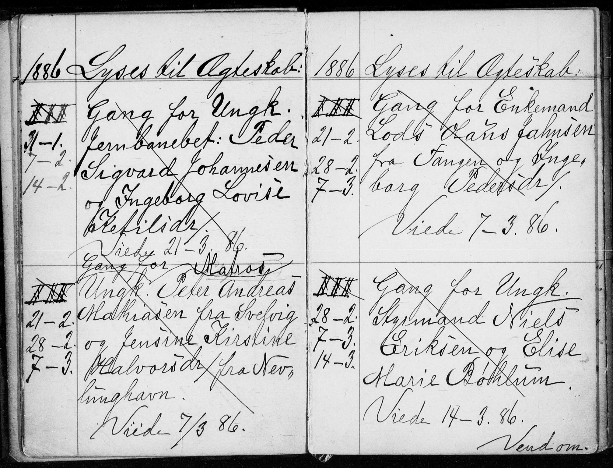 Strømsø kirkebøker, AV/SAKO-A-246/H/Ha/L0007: Lysningsprotokoll nr. 7, 1884-1896