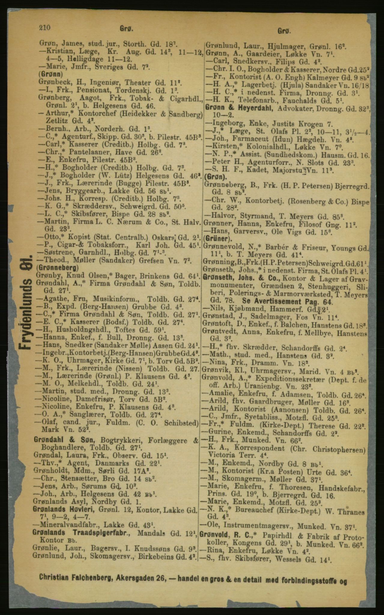 Kristiania/Oslo adressebok, PUBL/-, 1889, s. 210