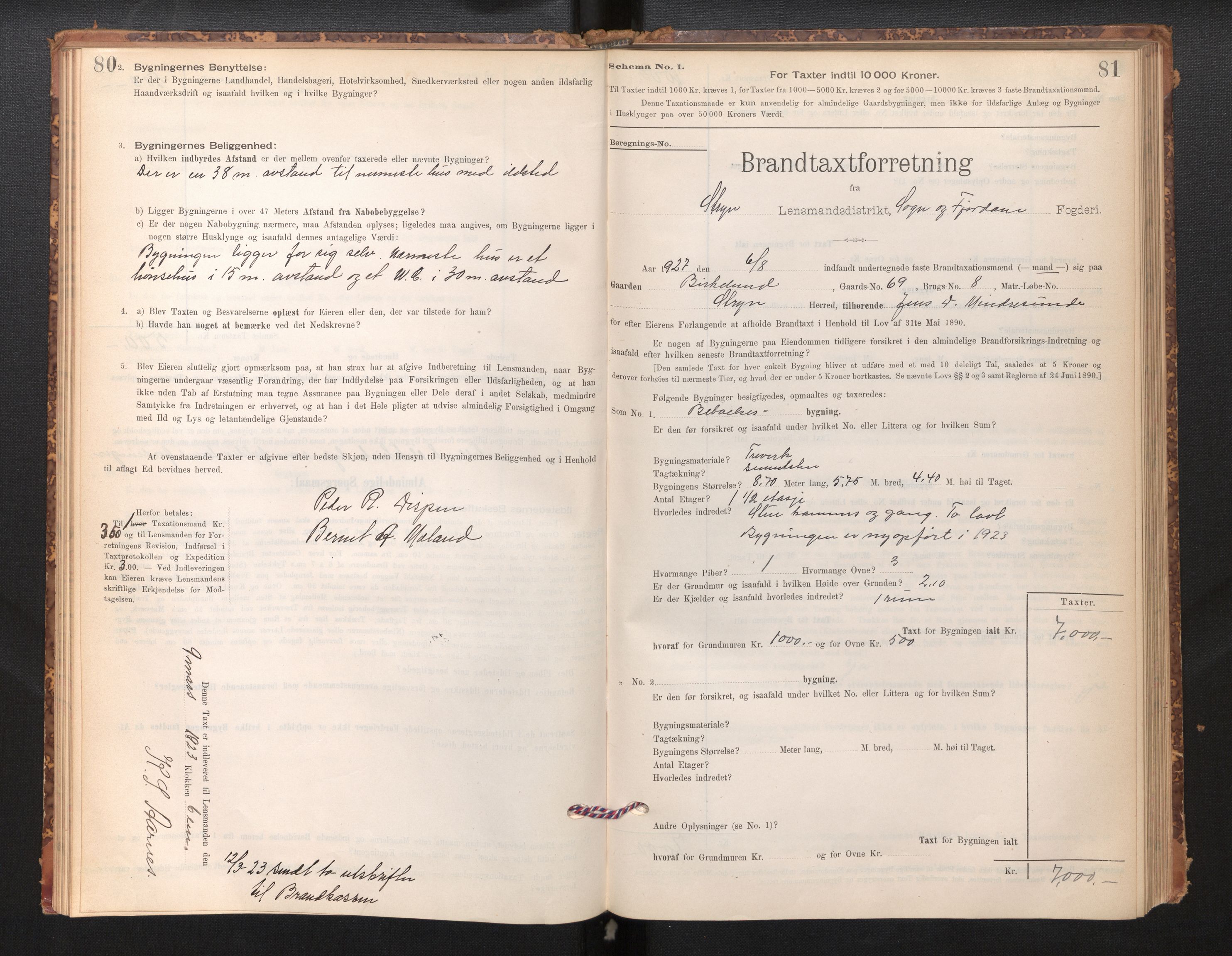 Lensmannen i Stryn og Innvik, AV/SAB-A-30201/0012/L0002: Branntakstprotokoll, skjematakst, 1894-1942, s. 80-81