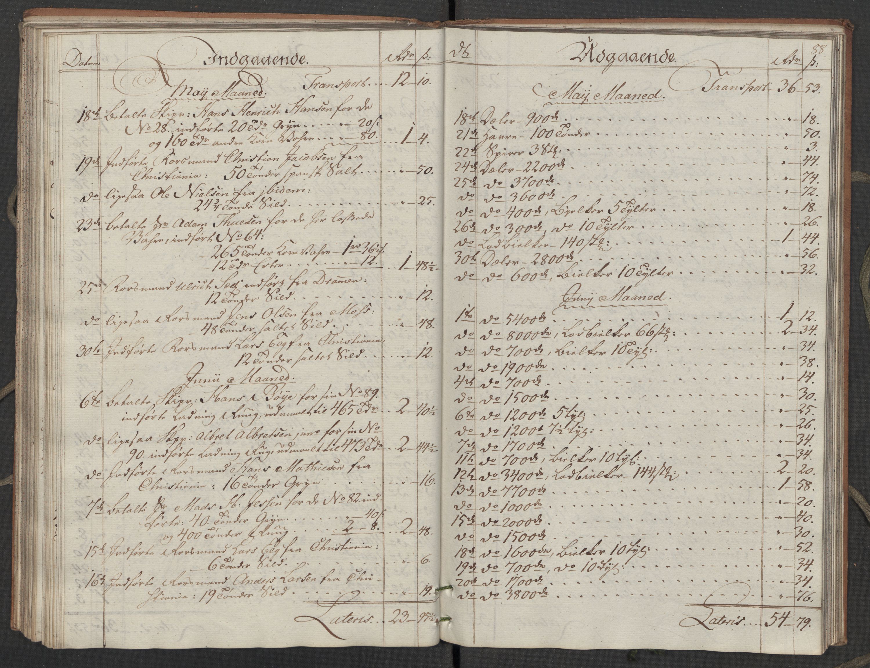 Generaltollkammeret, tollregnskaper, AV/RA-EA-5490/R02/L0110/0001: Tollregnskaper Fredrikstad / Utgående hovedtollbok, 1790-1792, s. 87b-88a
