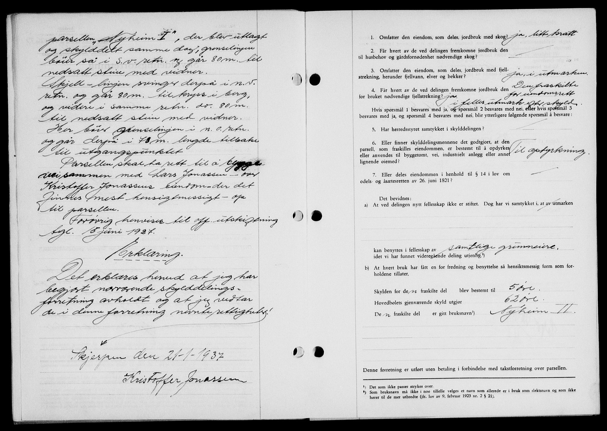 Lofoten sorenskriveri, SAT/A-0017/1/2/2C/L0002a: Pantebok nr. 2a, 1937-1937, Dagboknr: 1244/1937