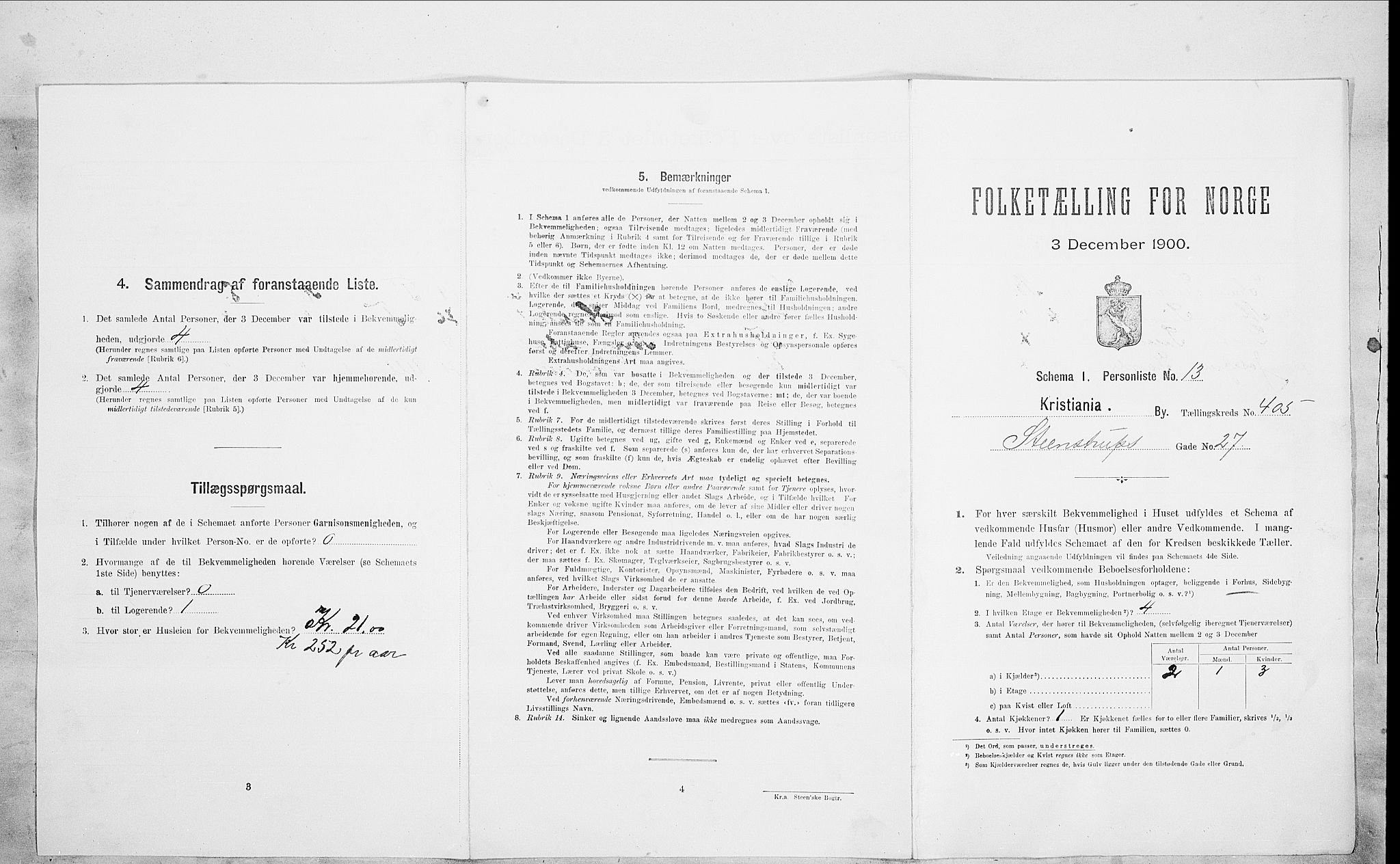 SAO, Folketelling 1900 for 0301 Kristiania kjøpstad, 1900, s. 90868