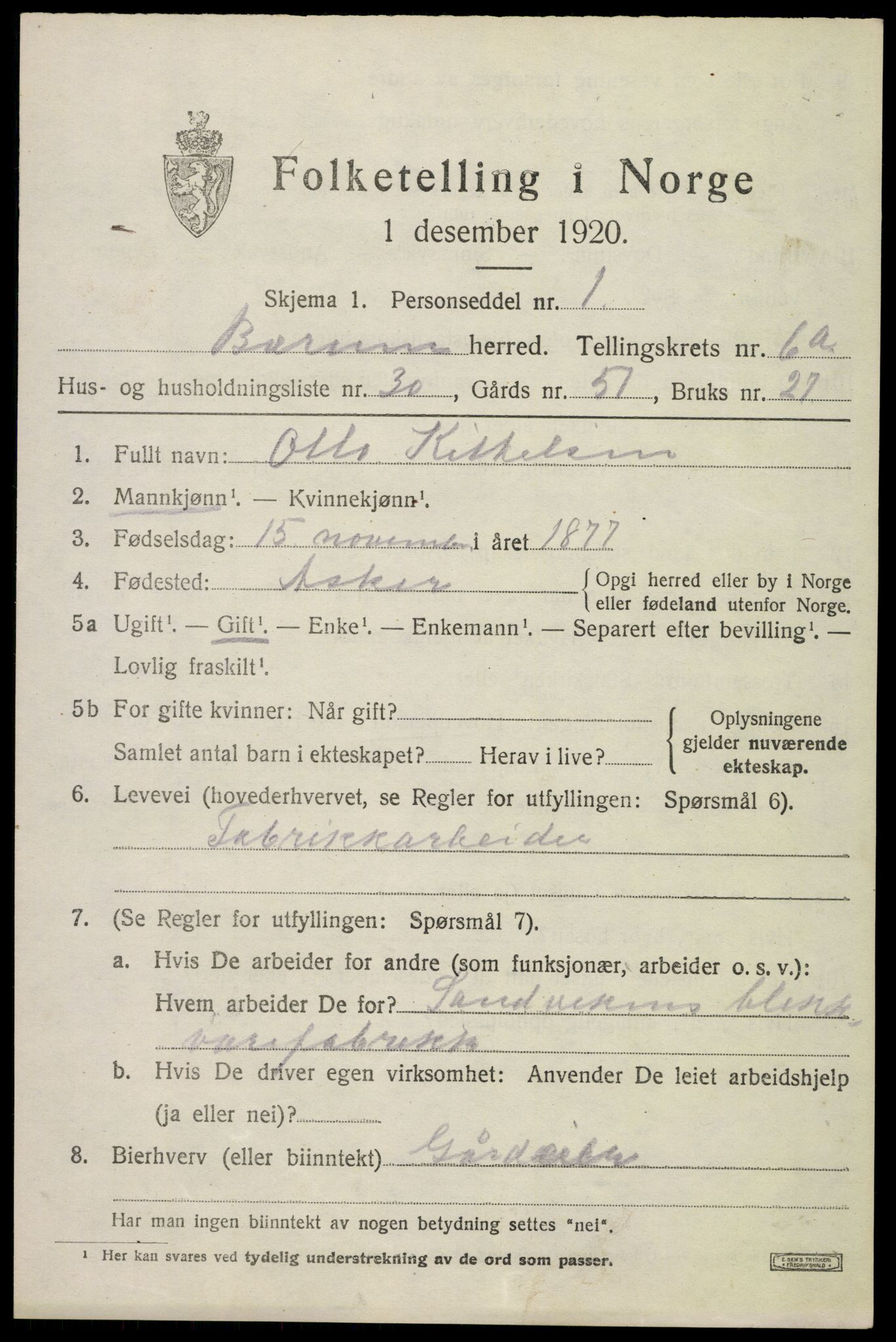 SAO, Folketelling 1920 for 0219 Bærum herred, 1920, s. 12906