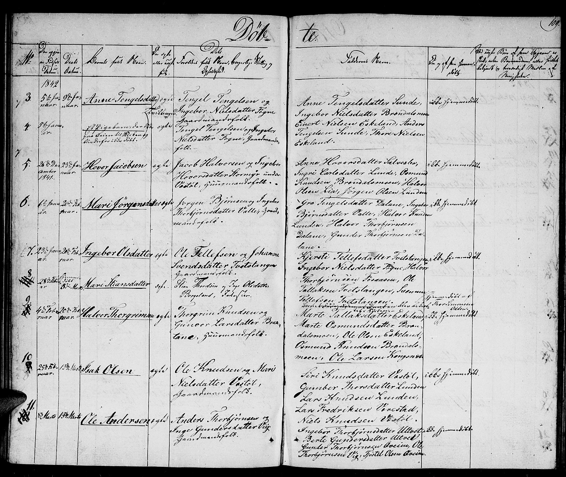 Gjerstad sokneprestkontor, AV/SAK-1111-0014/F/Fb/Fba/L0003: Klokkerbok nr. B 3, 1829-1844, s. 109