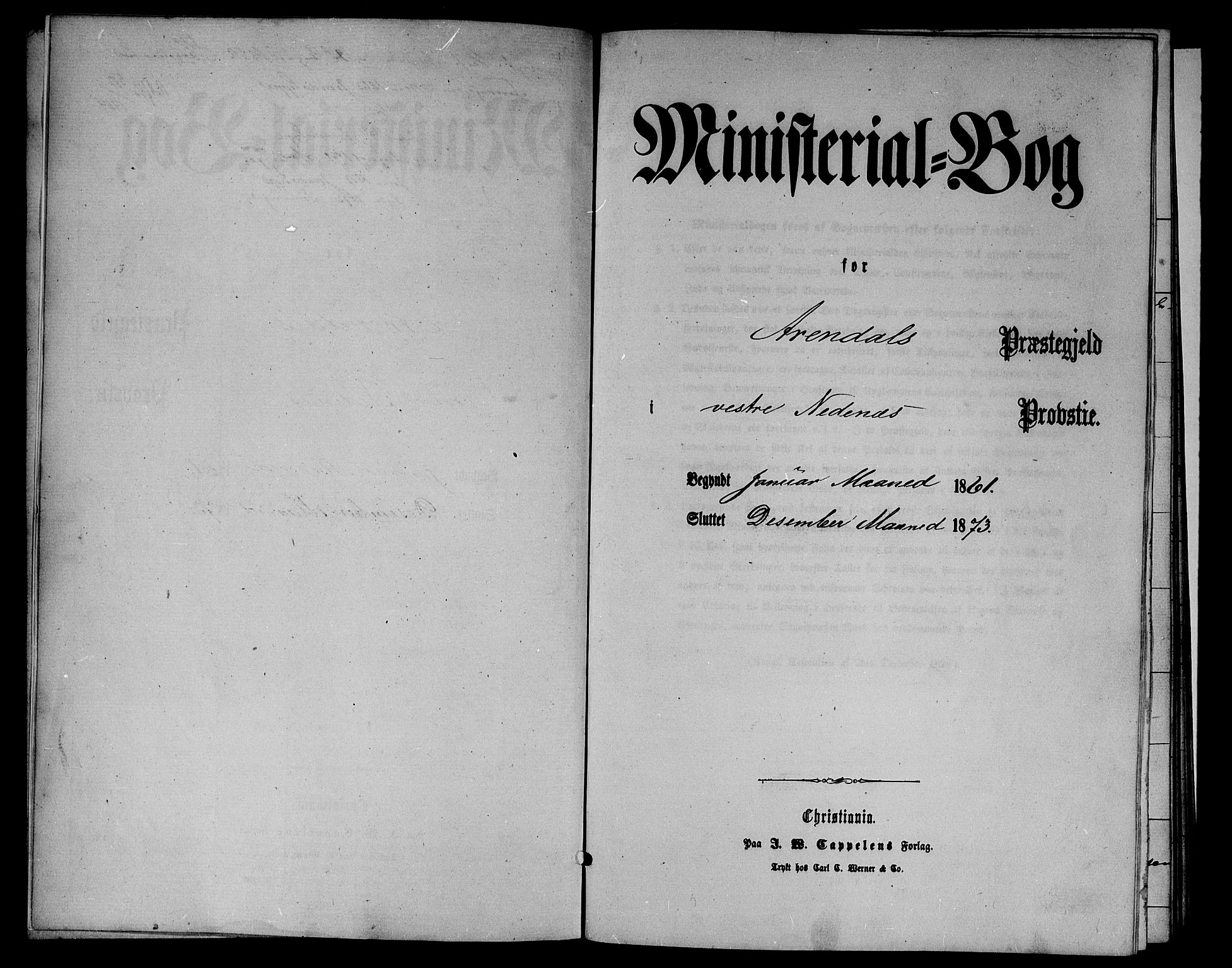 Arendal sokneprestkontor, Trefoldighet, SAK/1111-0040/F/Fb/L0004: Klokkerbok nr. B 4, 1861-1873