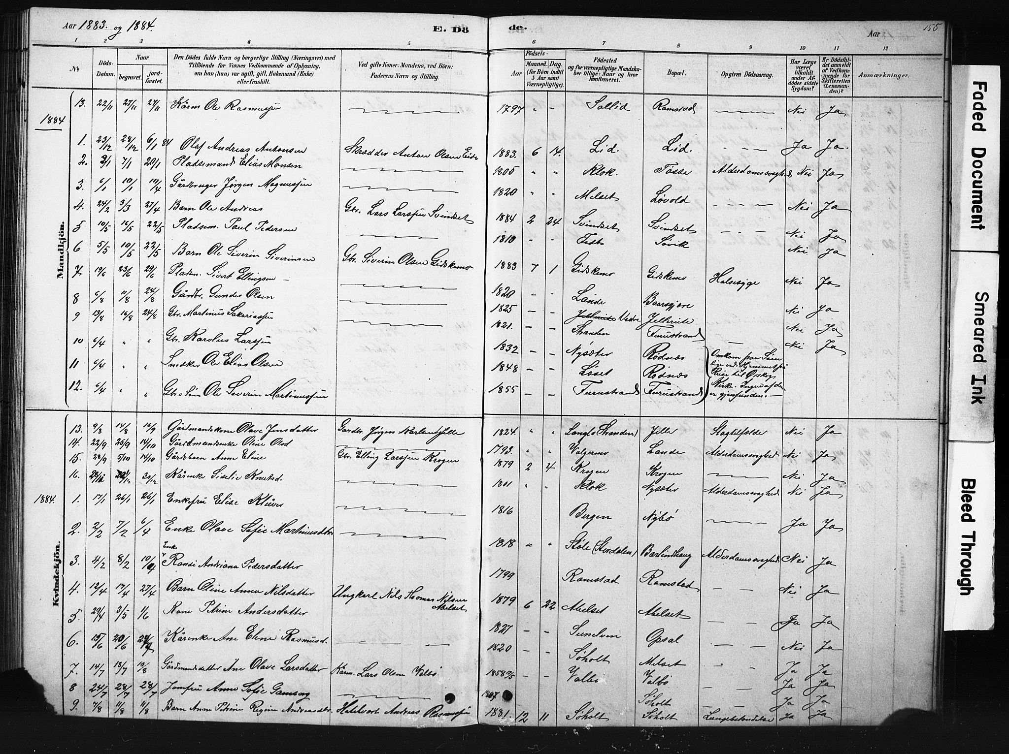 Ministerialprotokoller, klokkerbøker og fødselsregistre - Møre og Romsdal, SAT/A-1454/522/L0326: Klokkerbok nr. 522C05, 1878-1890, s. 155