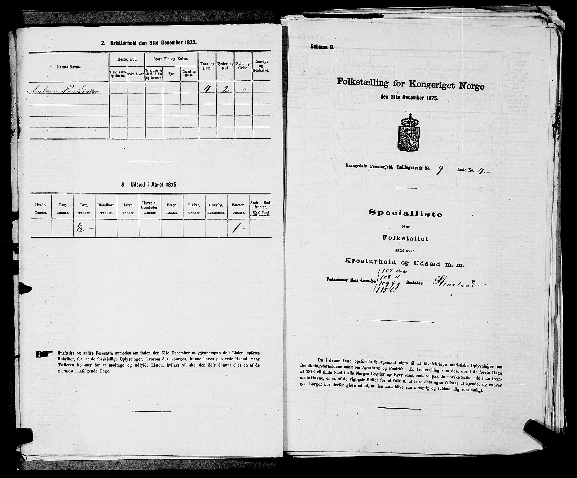 SAKO, Folketelling 1875 for 0817P Drangedal prestegjeld, 1875, s. 879