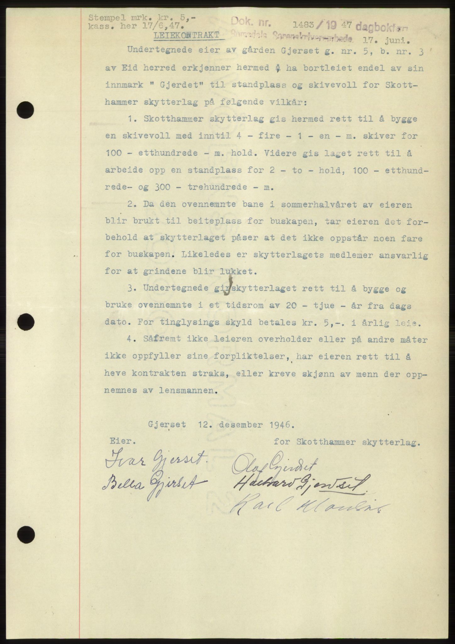Romsdal sorenskriveri, SAT/A-4149/1/2/2C: Pantebok nr. B3, 1946-1948, Dagboknr: 1483/1947